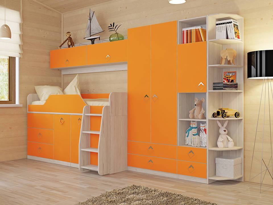 Детская Аватар 7 Манго, Оранжевый, Бежевый, ЛДСП шкаф для одежды и белья аватар манго оранжевый бежевый лдсп