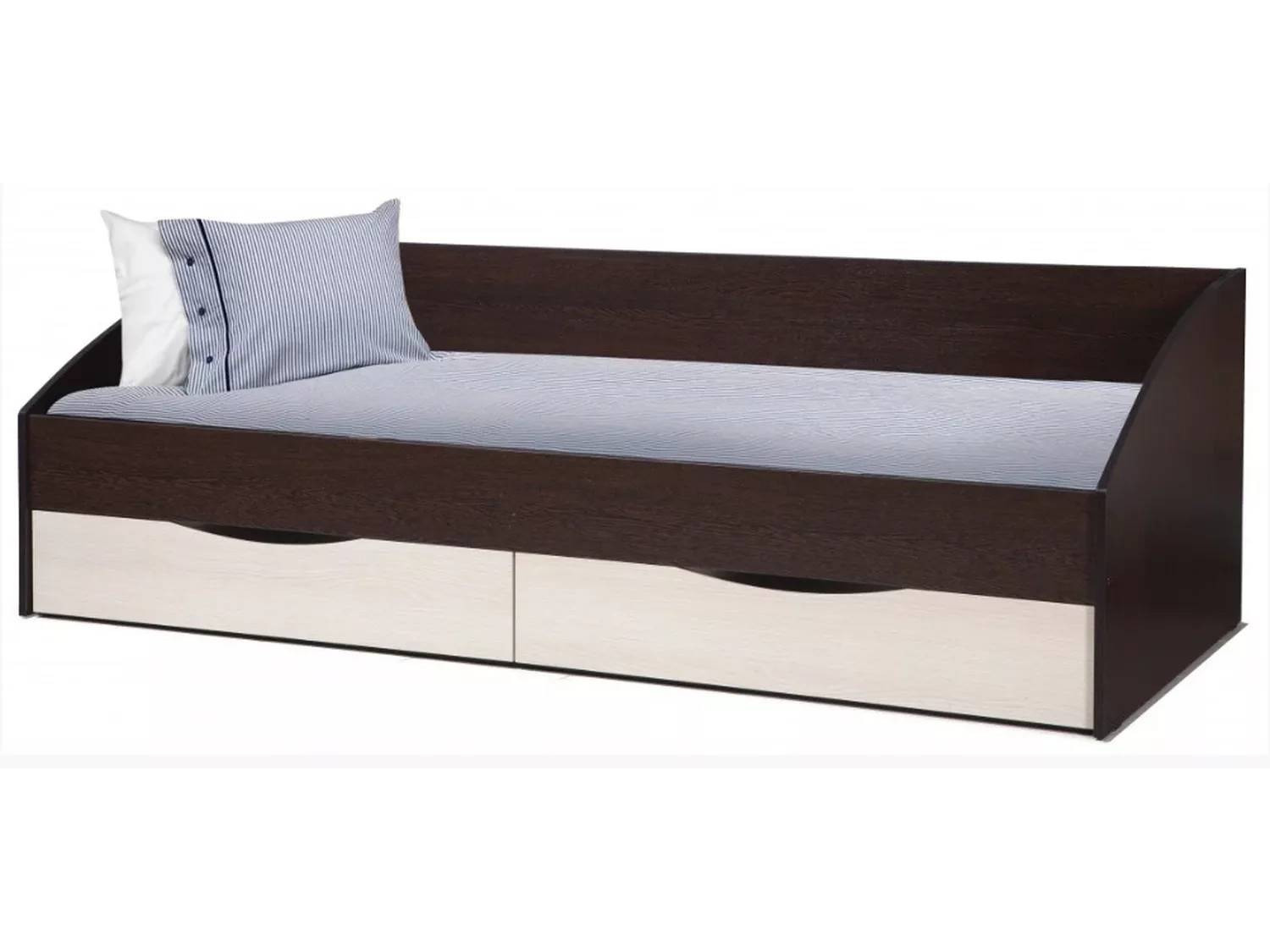 Кровать Фея - 3 одинарная симметричная (900х2000) венге/дуб линдберг Дуб Линдберг, Коричневый темный, МДФ, ЛДСП