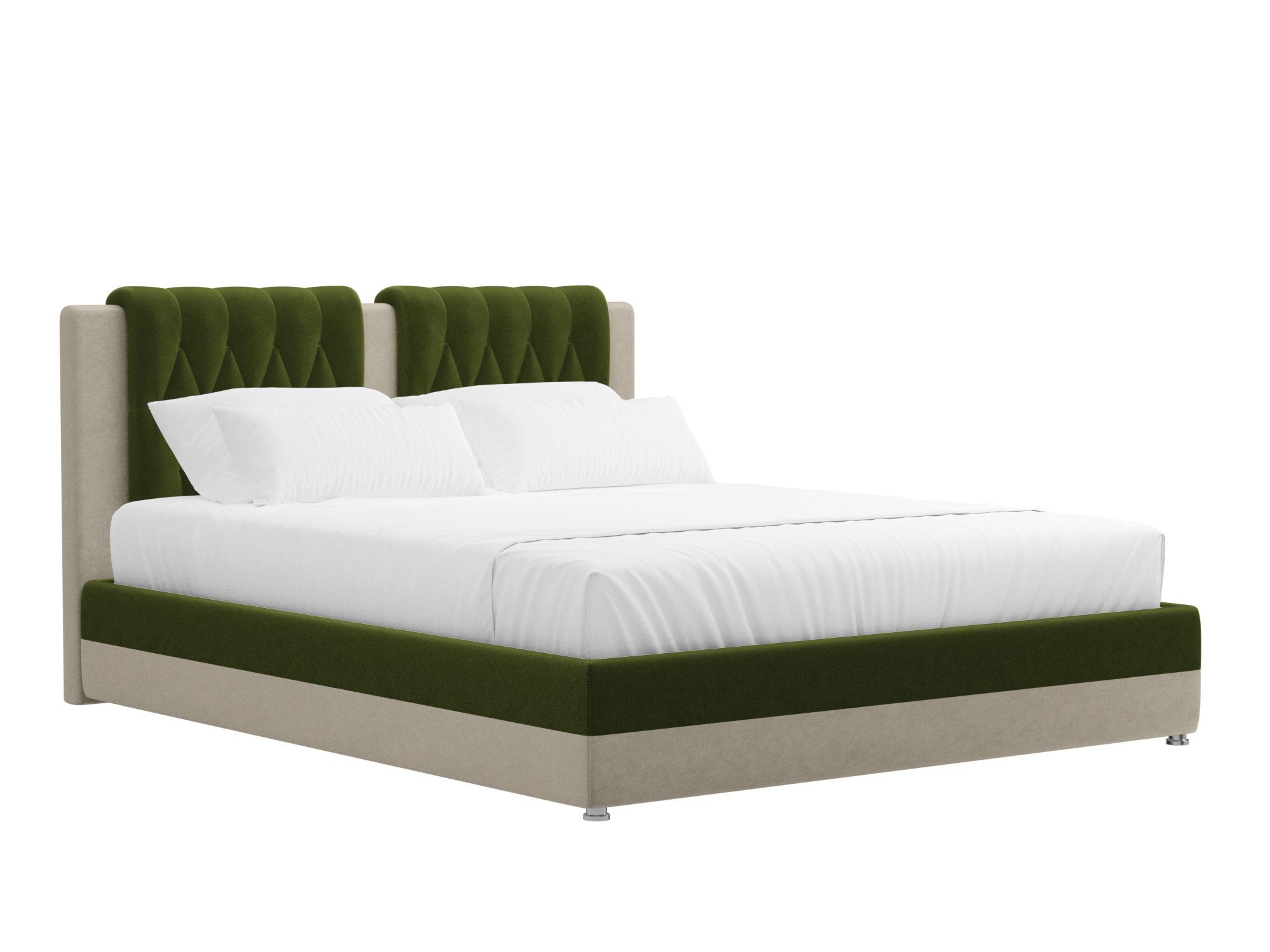 Кровать Камилла (160x200) Зеленый, Бежевый, ЛДСП кровать далия 180 зеленый микровельвет