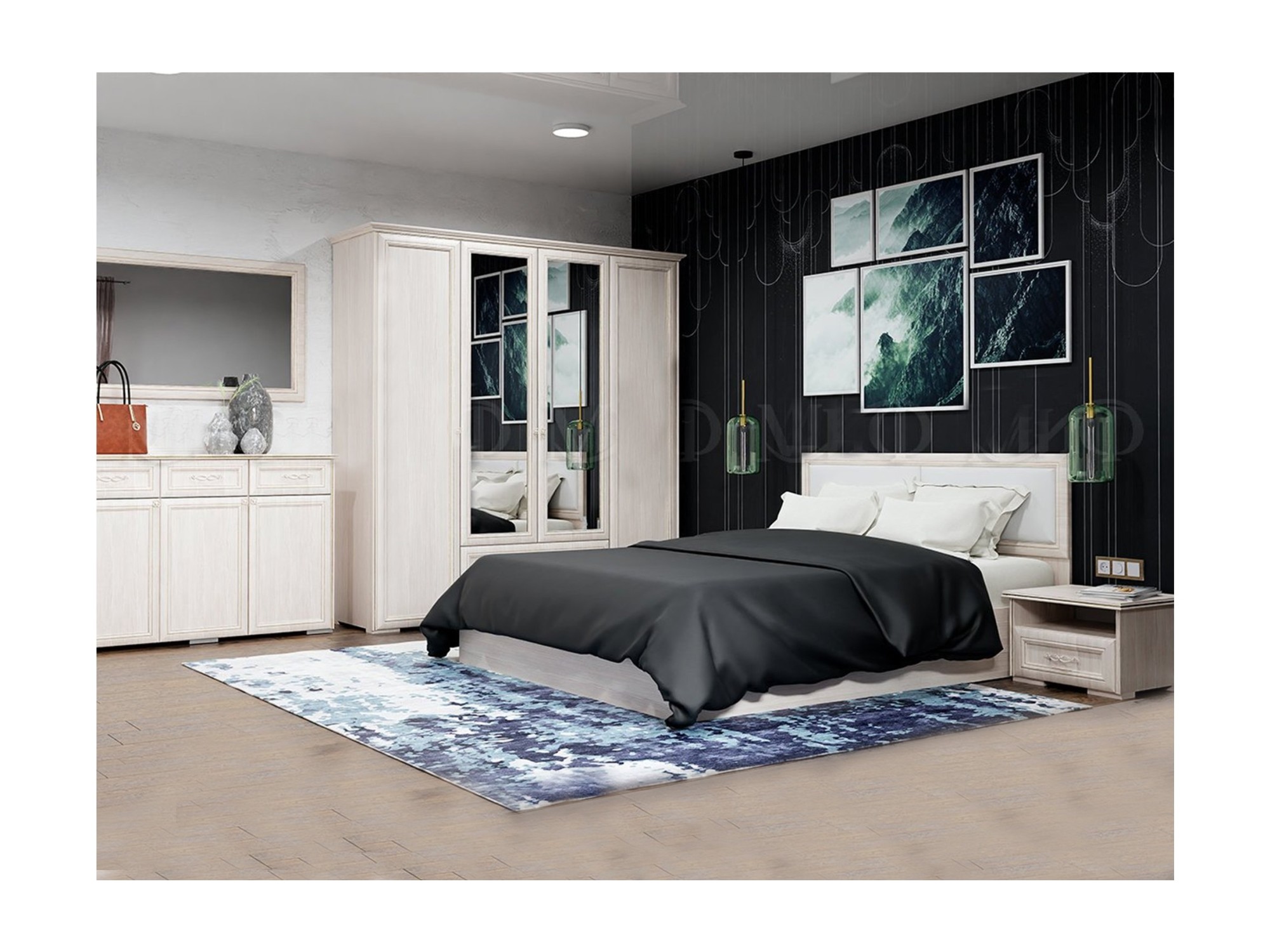 Модульная спальня Парма, композиция 2 (Сандал светлый) Сандал светлый, МДФ, ЛДСП цена и фото