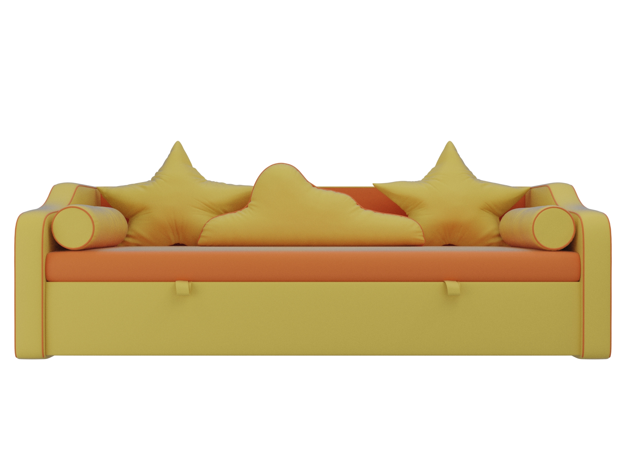 детский диван кровать рико mebelvia коричневый бежевый экокожа лдсп Детский диван-кровать Рико MebelVia Оранжевый, Желтый, Экокожа, ЛДСП