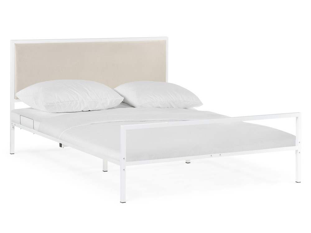 Азет 1 160х200 белый / light beige Кровать Белый, Металл sofa 90 см х 200 см кровать белый металл