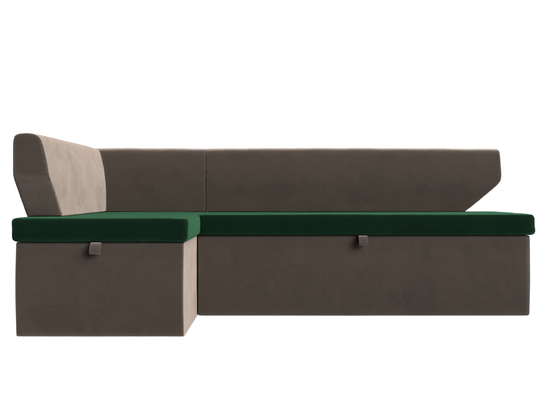 Кухонный угловой диван Омура Левый Зеленый, Коричневый, ЛДСП кухонный диван мерлин левый угол механизм дельфин велюр цвет коричневый