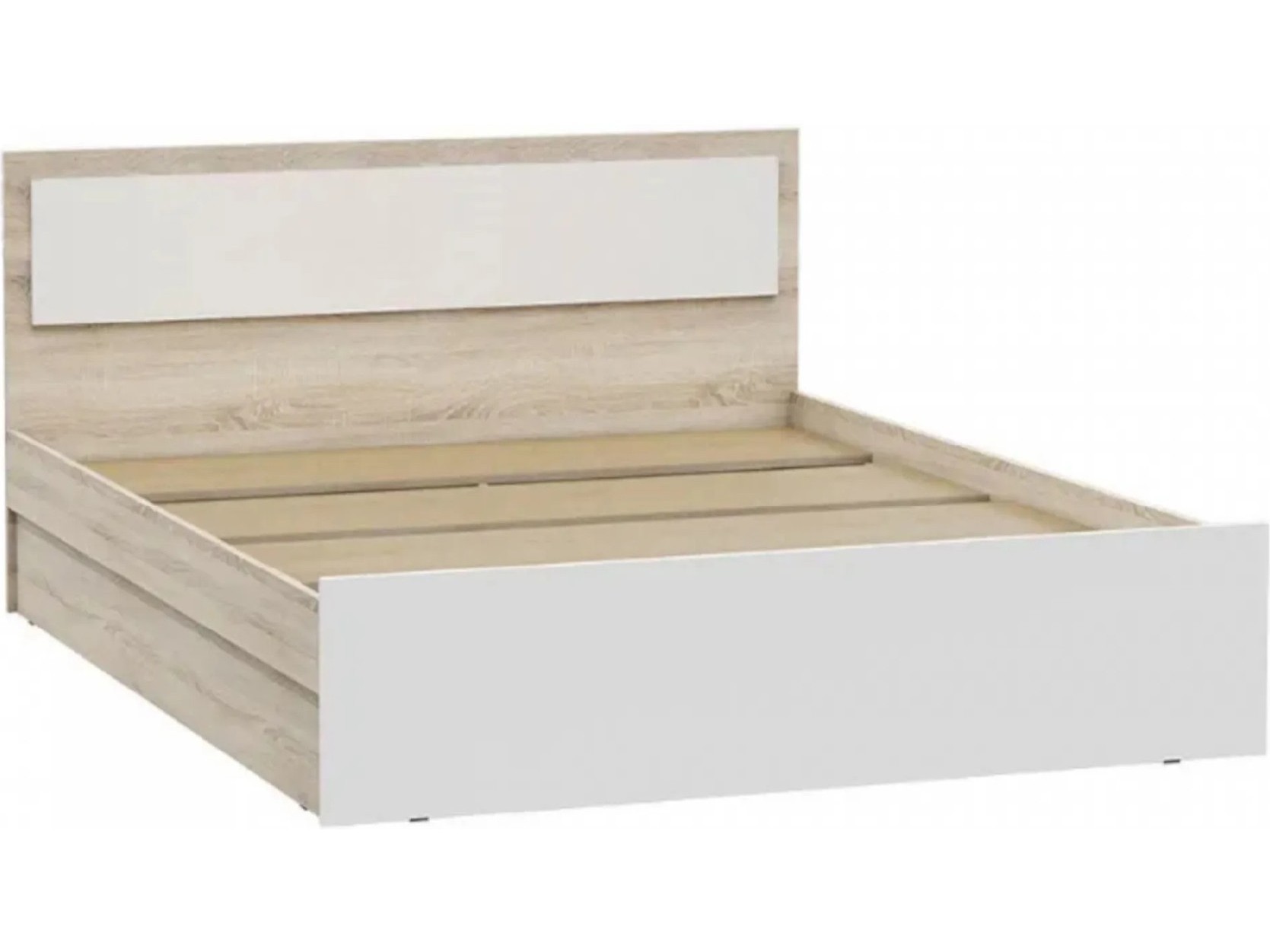 Мартина Кровать 160 (Дуб Сонома / белый) Белый глянец, Белый, ЛДСП кровать сириус дуб сонома 160х200 см
