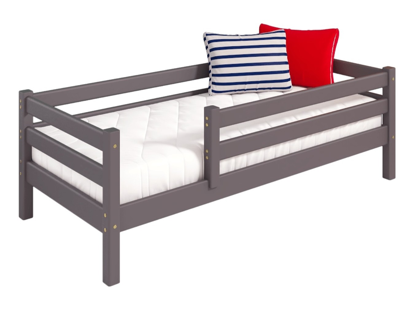 Кровать Соня (вариант 3) с защитой по периметру, лаванда Массив кровать соня вариант 11 низкая с прямой лестницей лаванда массив