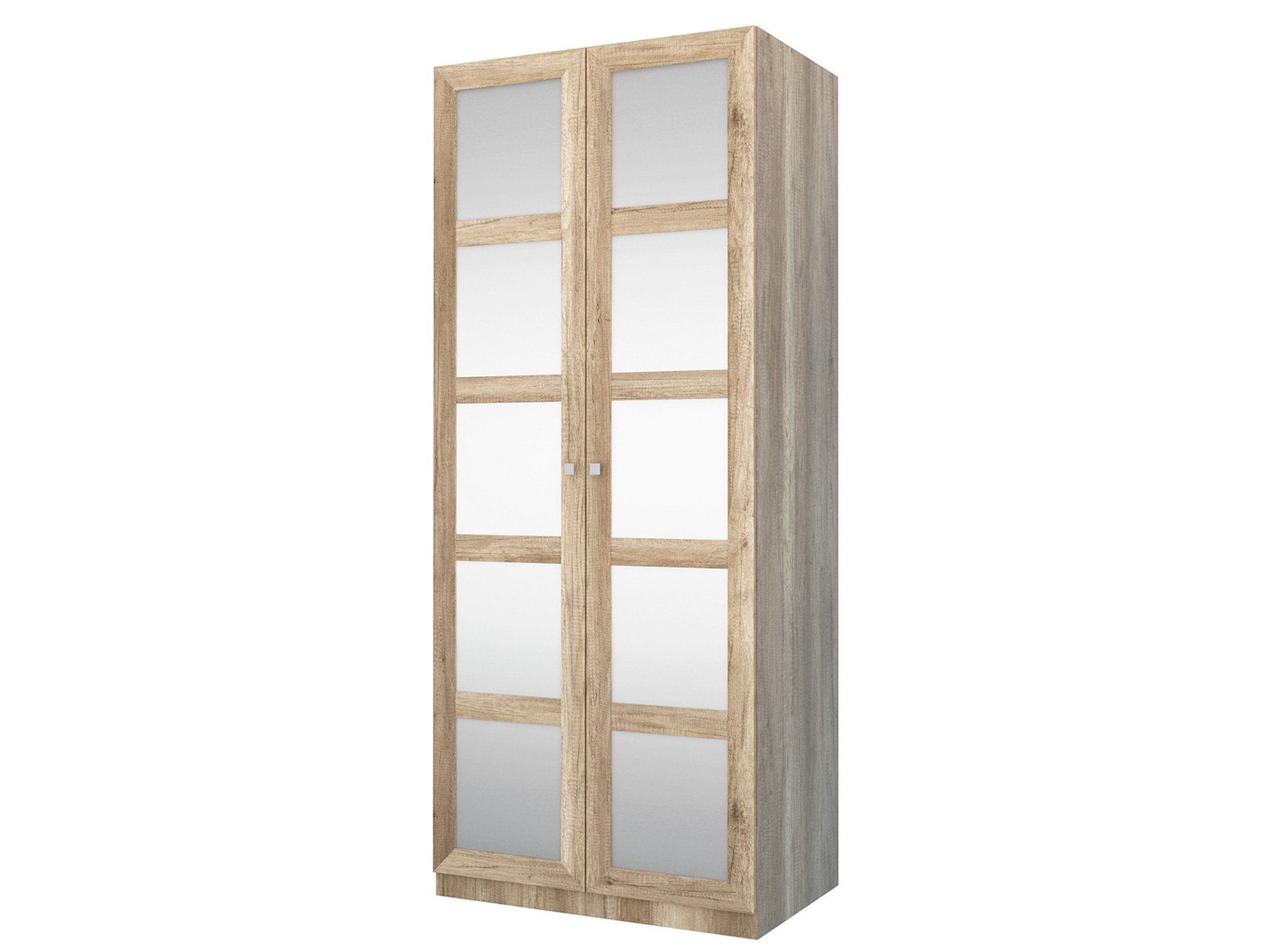 Шкаф 2-х дверный с зеркалом Оскар Дуб горный, Бежевый, Белый, КДСП, МДФ