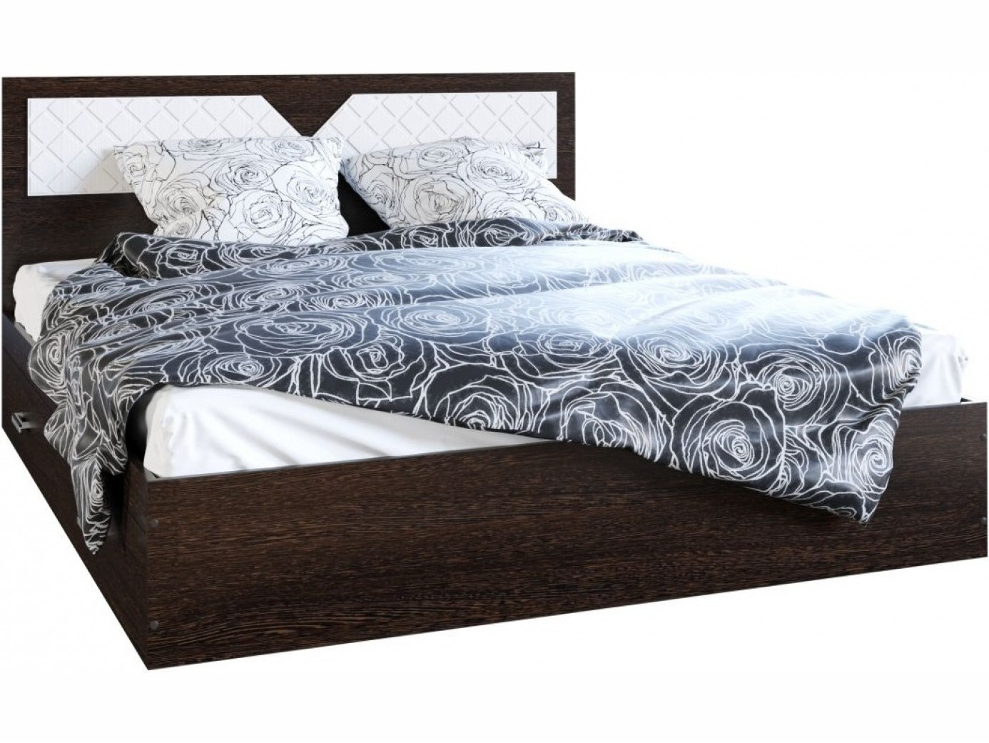 Николь Кровать 1600 (Венге / Лиственница светлая) Коричневый темный, ЛДСП кровать николь 160х200 бежевый лдсп