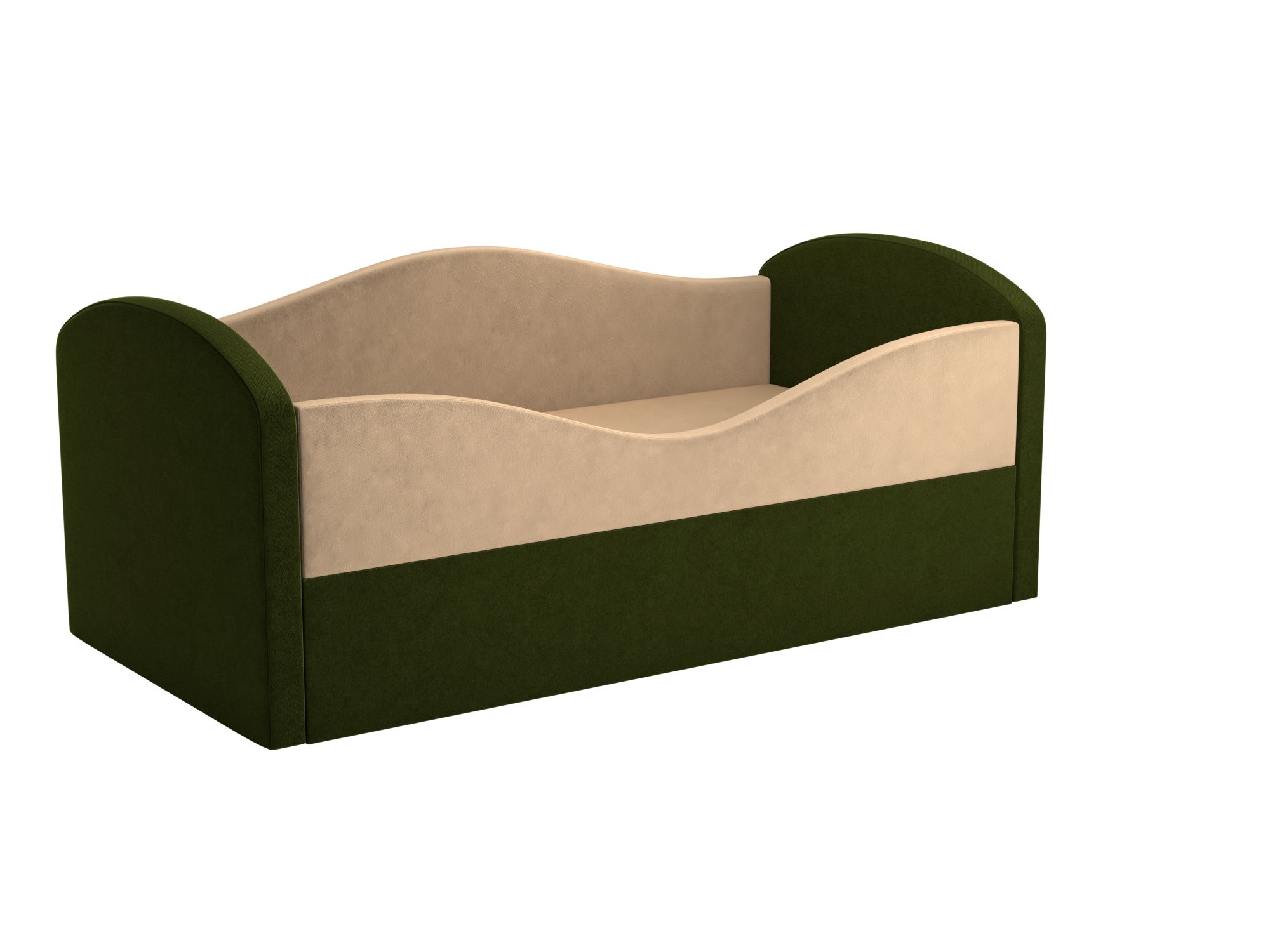 Детская кровать Сказка (75х160) Бежевый, Зеленый, Массив, ЛДСП детская кровать сказка 75х160 коричневый массив лдсп