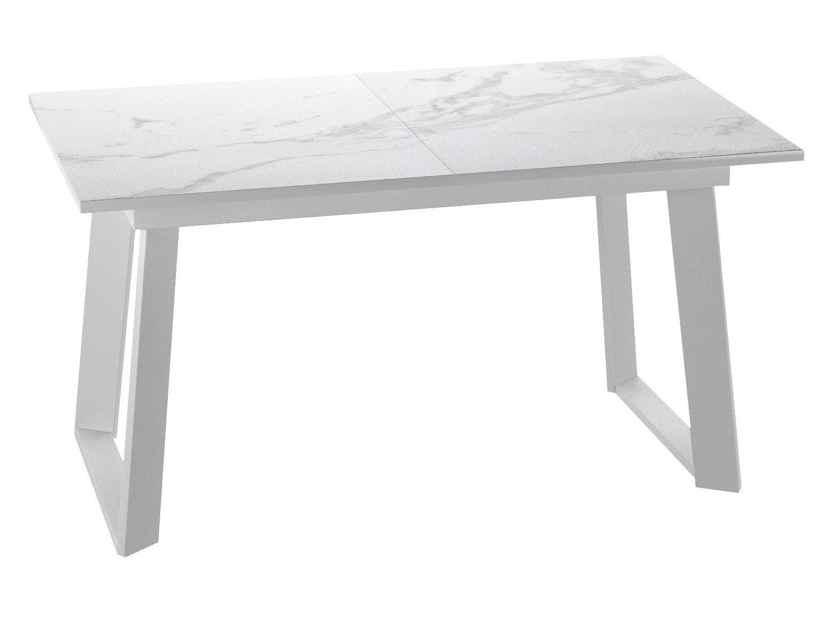 стол деревянный вуди белый глянец 319903wo Стол DikLine ZLS140 мрамор белый глянец/ белый Белый, ЛДСП, стекло