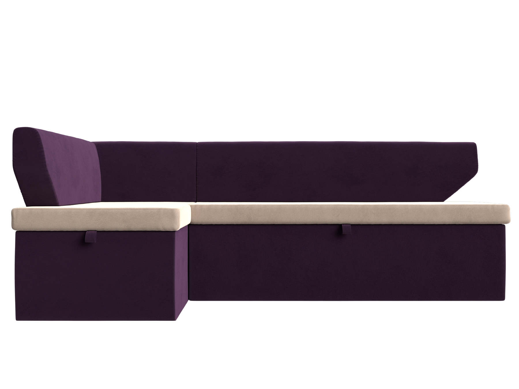 Кухонный угловой диван Омура Левый Бежевый, Фиолетовый, ЛДСП