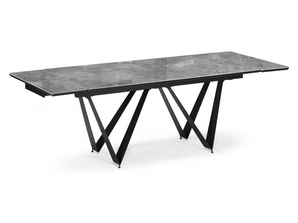 Марвин 160(220)х90х76 серый глняец / черный Керамический стол Черный, Металл теон 160 200 х90х76 графит дуб галифакс стол черный металл лдсп