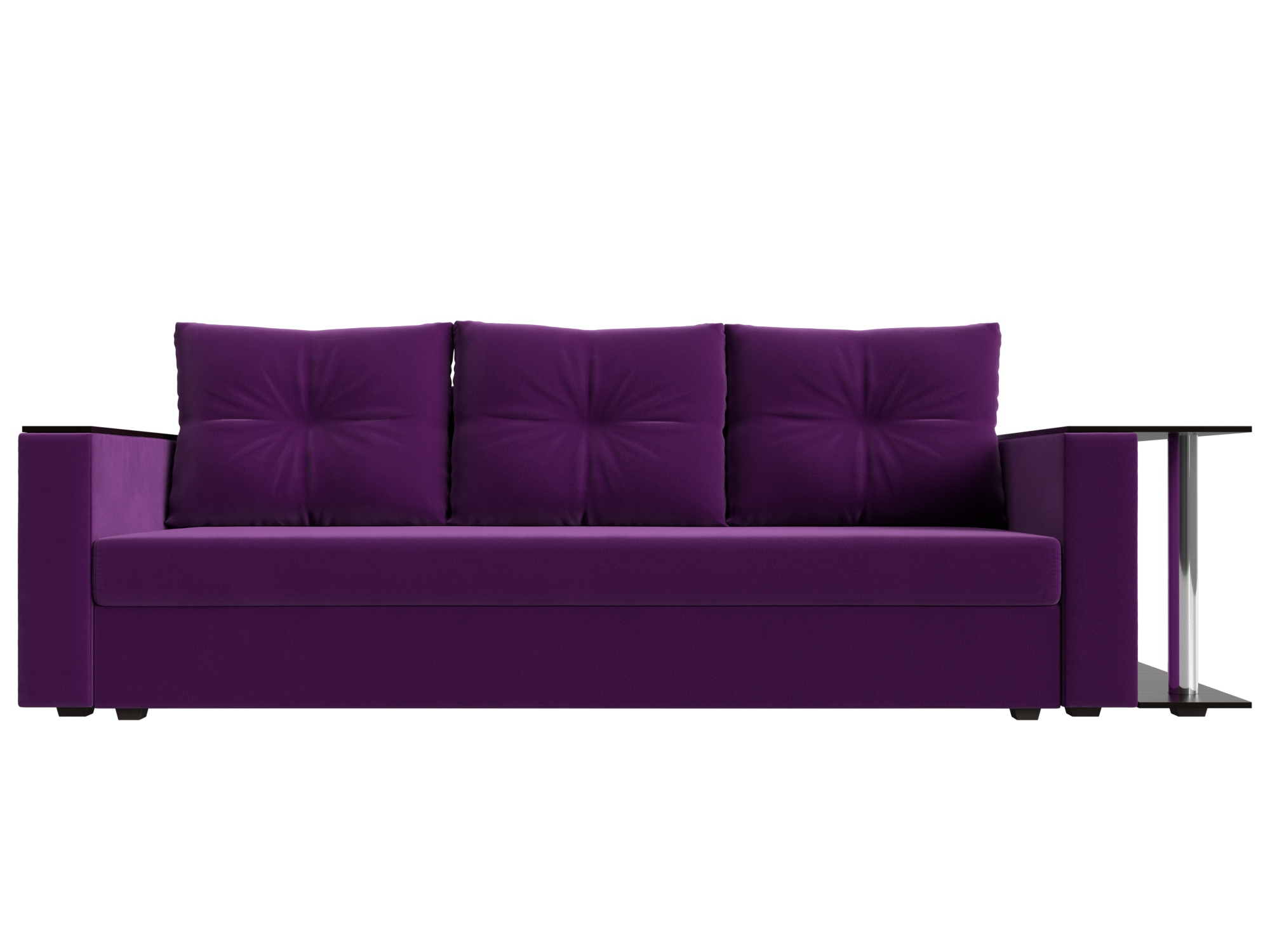 Диван Атланта столик справа MebelVia Фиолетовый, Микровельвет, ЛДСП диван прямой атланта лайт без стола еврокнижка микровельвет цвет фиолетовый