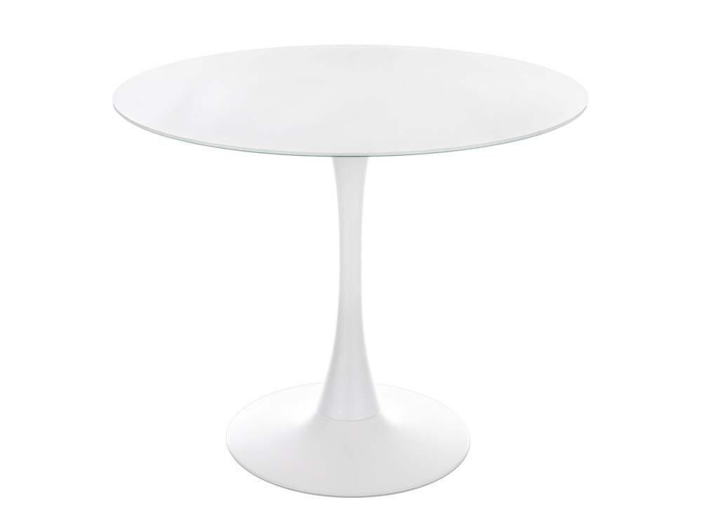 Tulip 90 white Стол стеклянный Белый, Металл siri 90 стол стеклянный серый хромированный металл