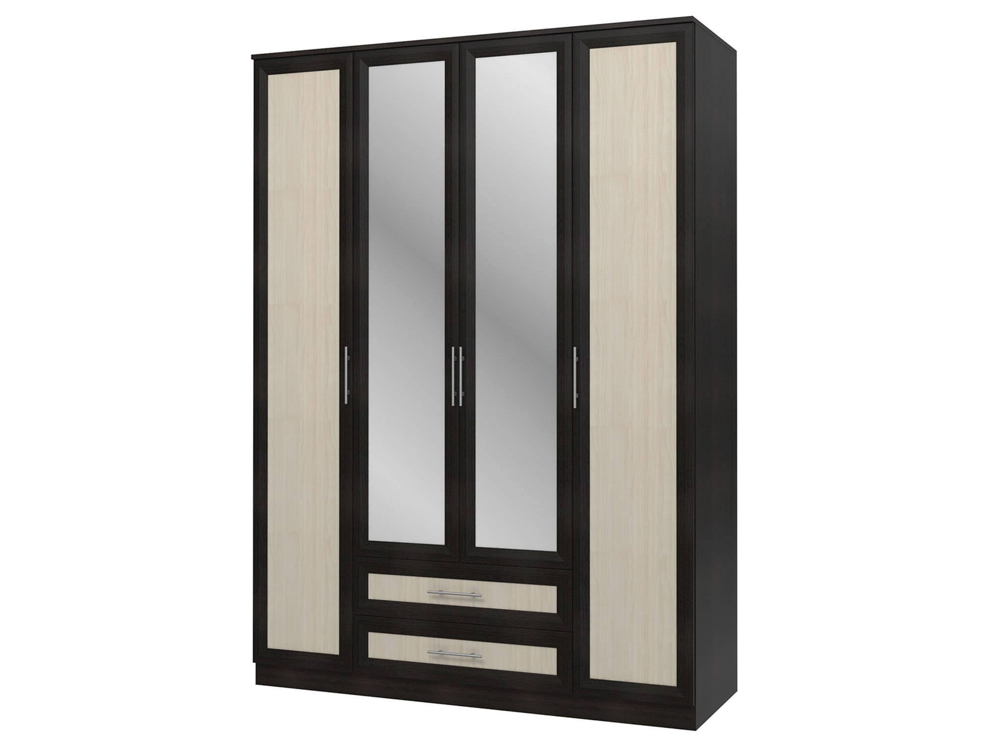 Шкаф 4-х дверный Юлианна Дуб феррара, Cilegio Nostrano, Черный, Бежевый, ЛДСП, Зеркало цена и фото