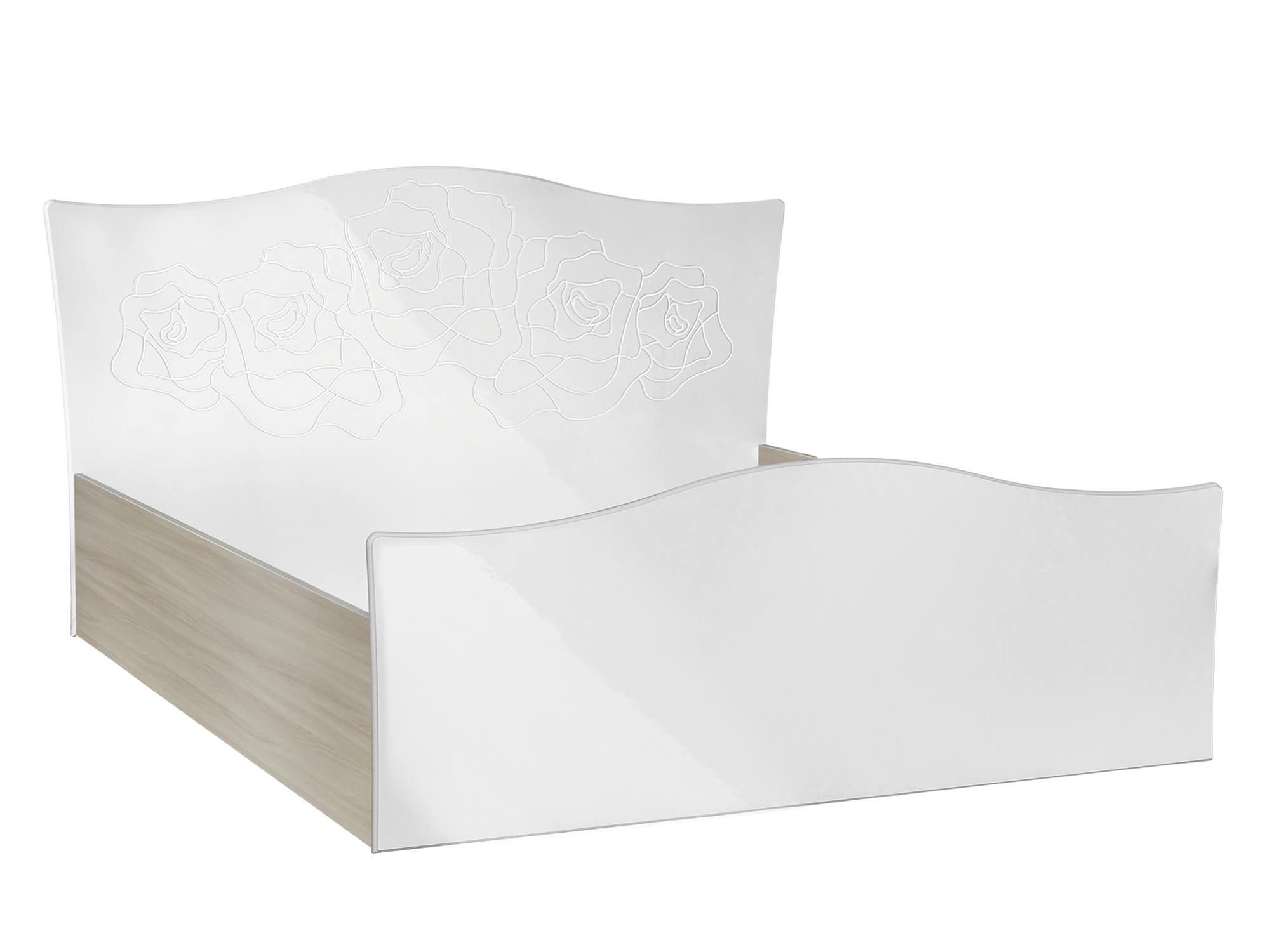 Кровать Глория (160х200) Белый глянец, Белый, Бежевый, МДФ, ЛДСП
