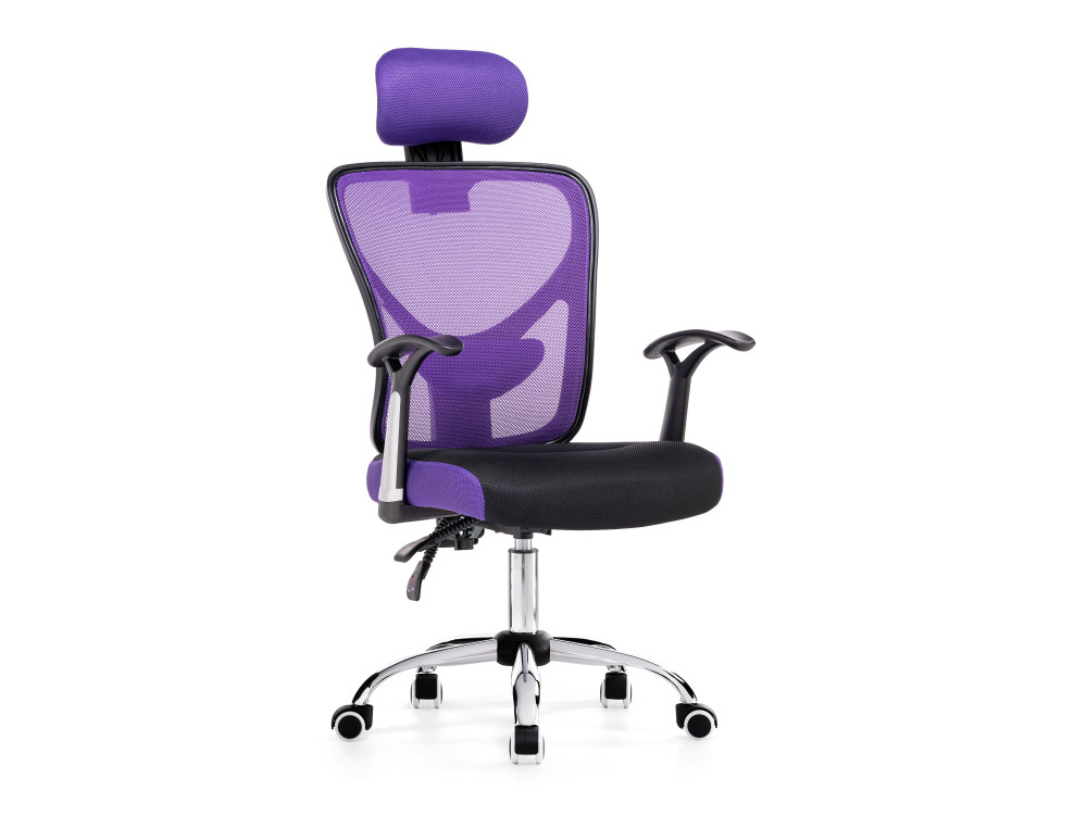 Lody 1 фиолетовое / черное Компьютерное кресло MebelVia Черный, Фиолетовый, Ткань, Хромированный металл