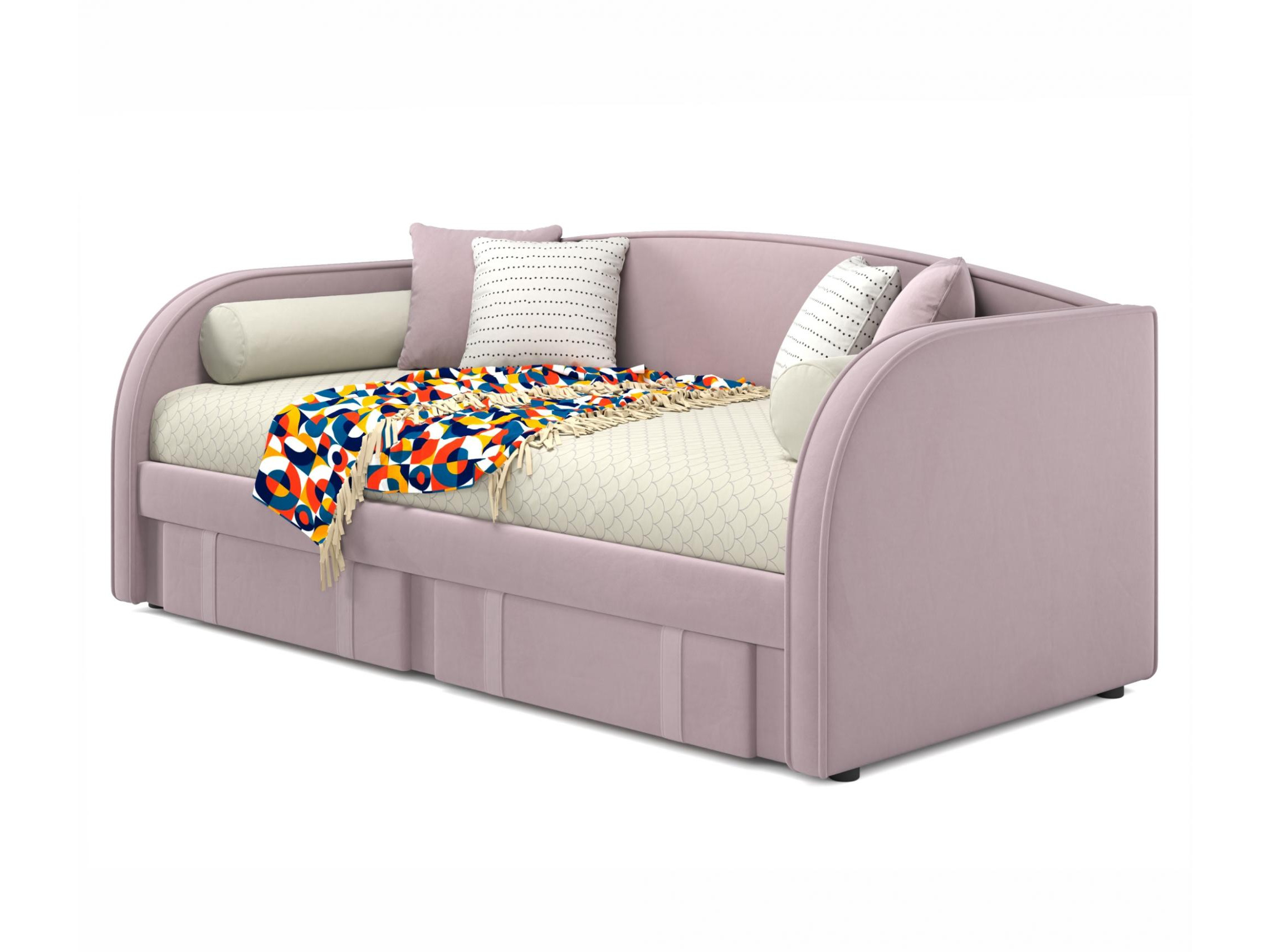 Мягкая кровать Elda 900 лиловая с ортопедическим основанием и матрасом PROMO B COCOS лиловый, Фиолетовый, Велюр, ДСП