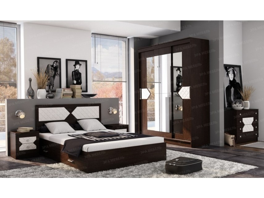 Модульная спальня Николь (композиция 2) ЛДСП спальня николь люкс комплект 2 белый коричневый