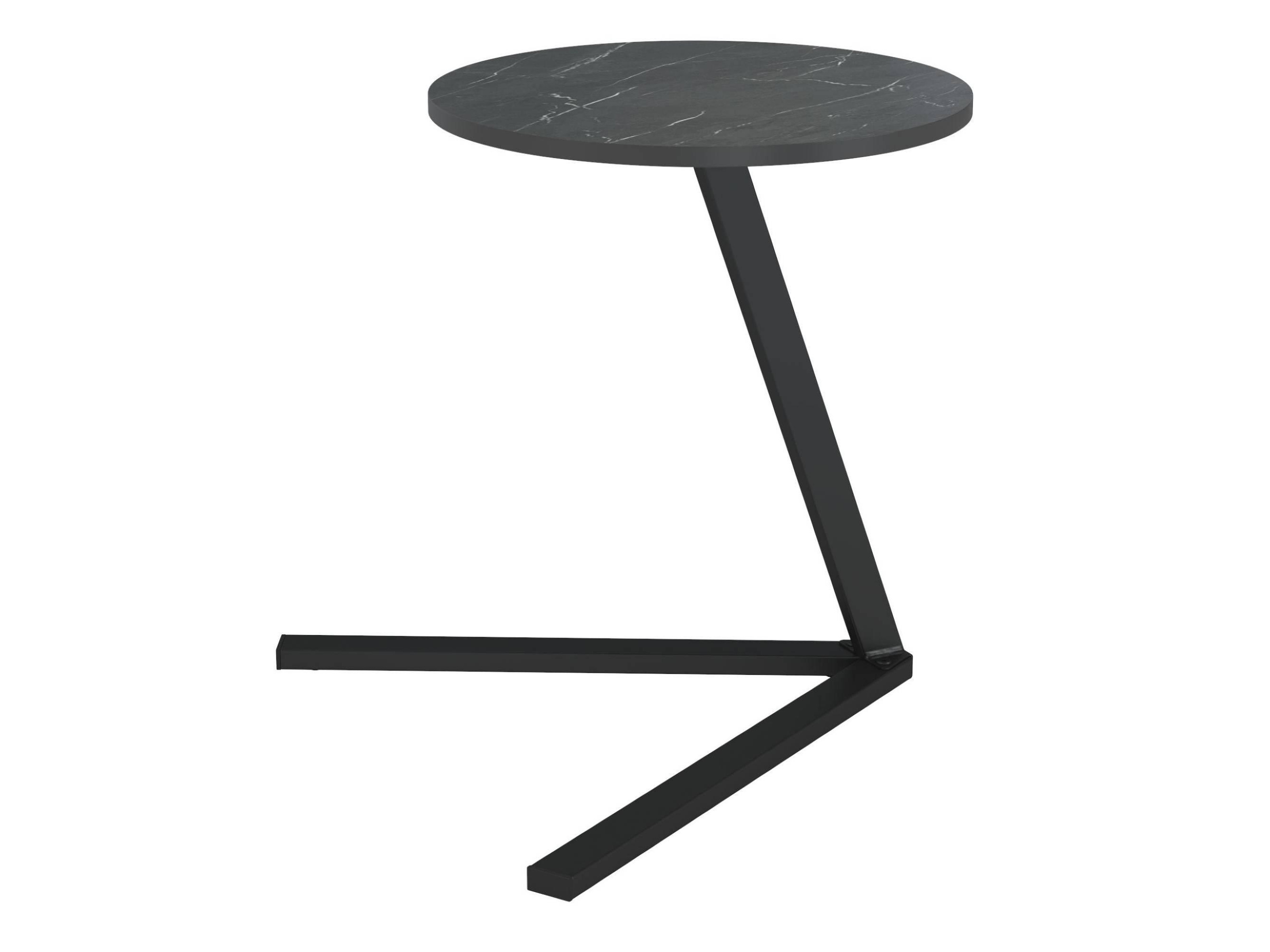 Стол приставной Сеул 42.47 (мрамор черный / металл: черный) Черный, Металл стол месси выбеленное дерево d70 черный металл