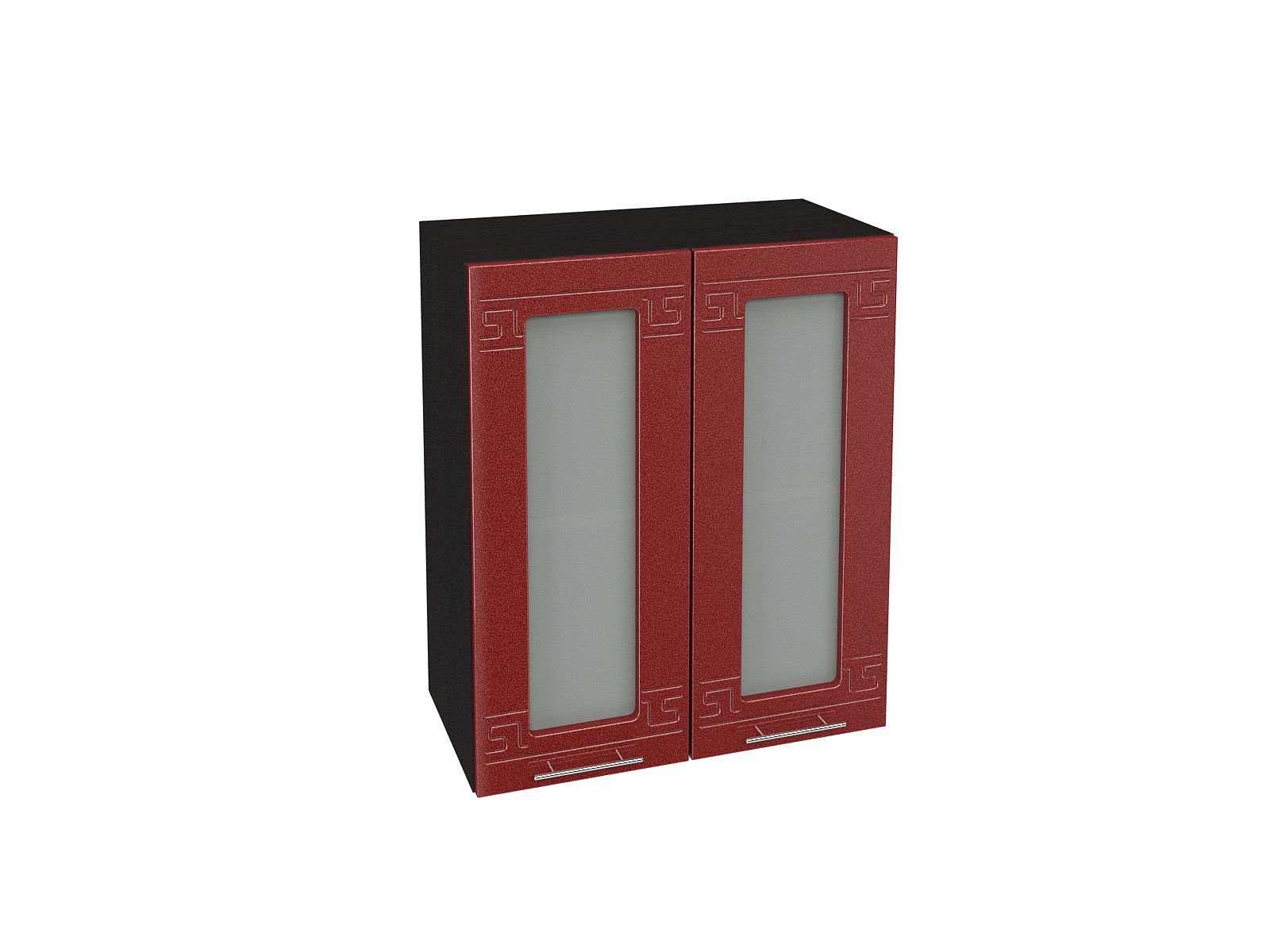 Шкаф навесной со стеклом 600 Греция Гранатовый металлик, Красный, Коричневый темный, МДФ, Стекло, ЛДСП