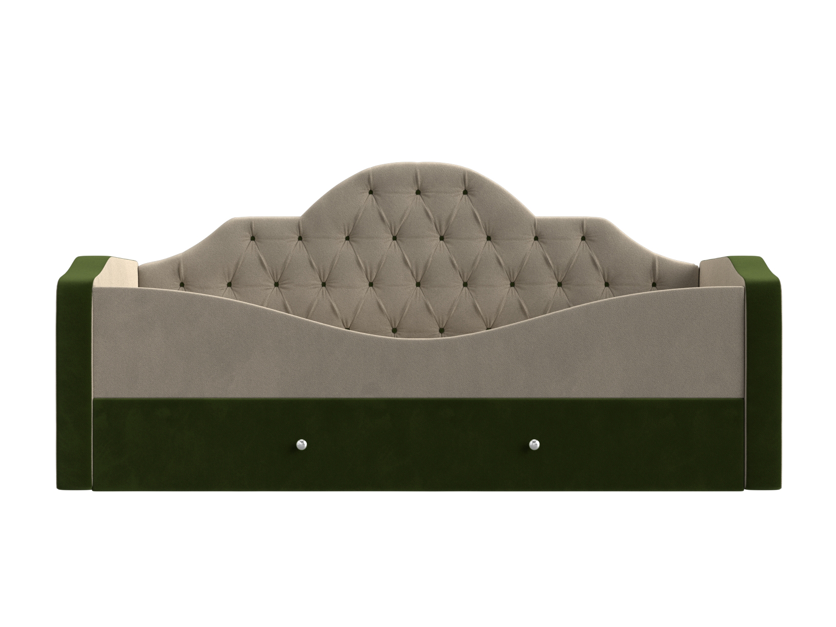 кровать камилла зеленый бежевый микровельвет Детская кровать Скаут Бежевый, Зеленый, ЛДСП