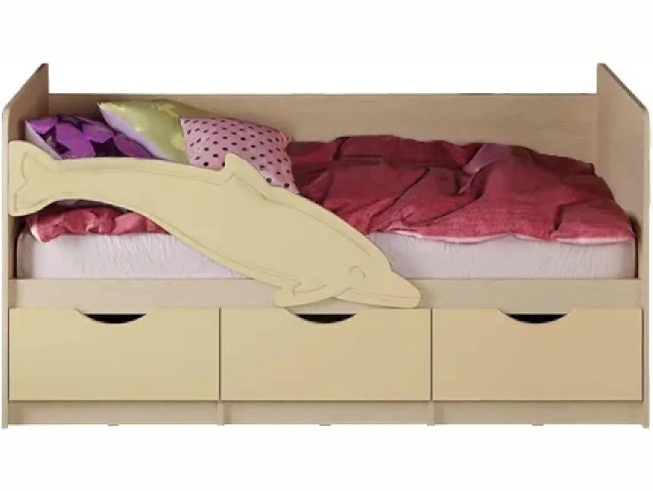 Детская кровать Дельфин-1 МДФ 80х160 (Ваниль матовая, Крафт белый) Белый, ЛДСП кровать алиса 80х160 сиреневый фиолетовый бежевый мдф лдсп