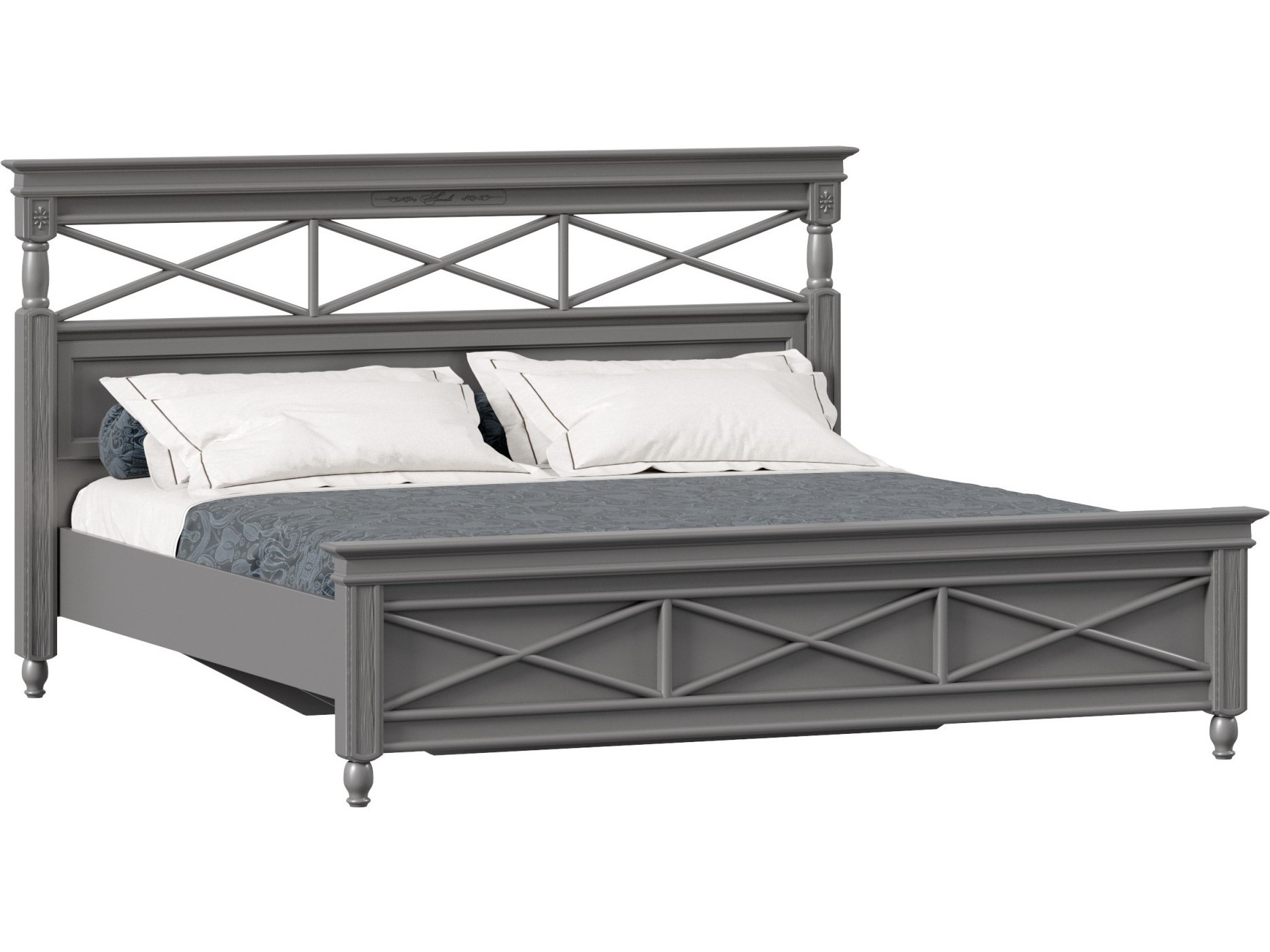 Амели Кровать 1800 с кроватным основанием (Оникс Серый) амели кровать двуспальная 1600 с тумбами оникс серый