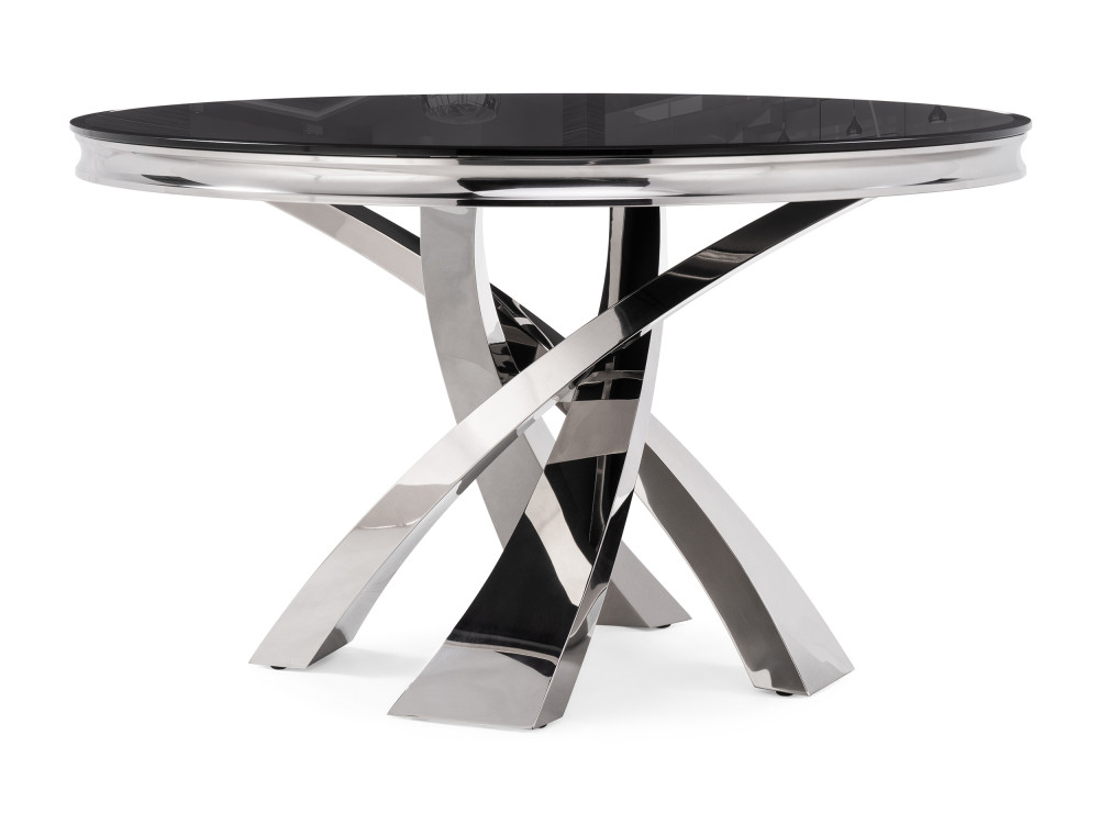Komin 1 черный Стол стеклянный Серый, Хромированный металл kurt 80 стол стеклянный хромированный металл каркас хромированный
