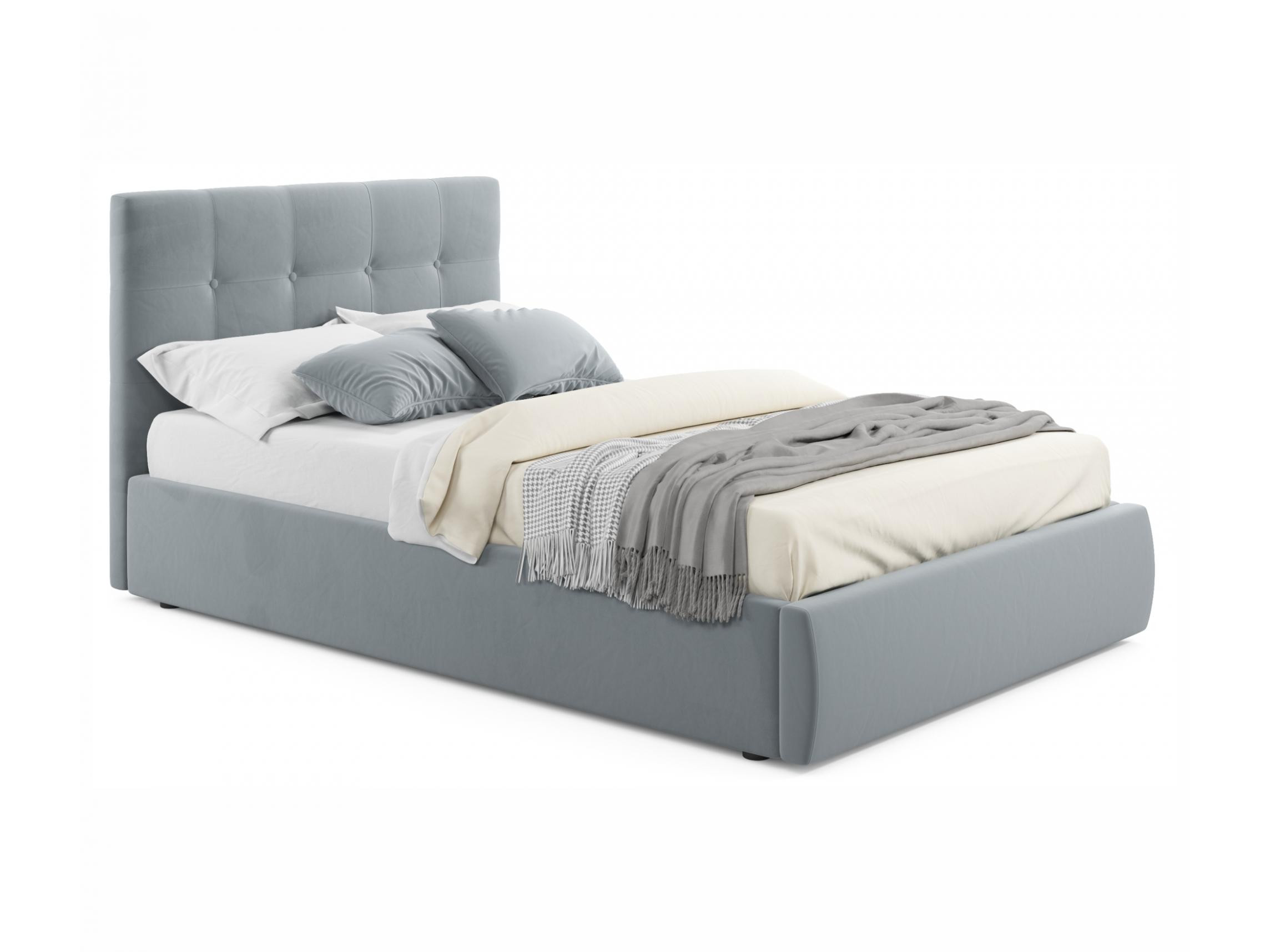 Мягкая кровать Selesta 1200 серая с подъем.механизмом с матрасом PROMO B COCOS серый, Серый, Велюр, ДСП
