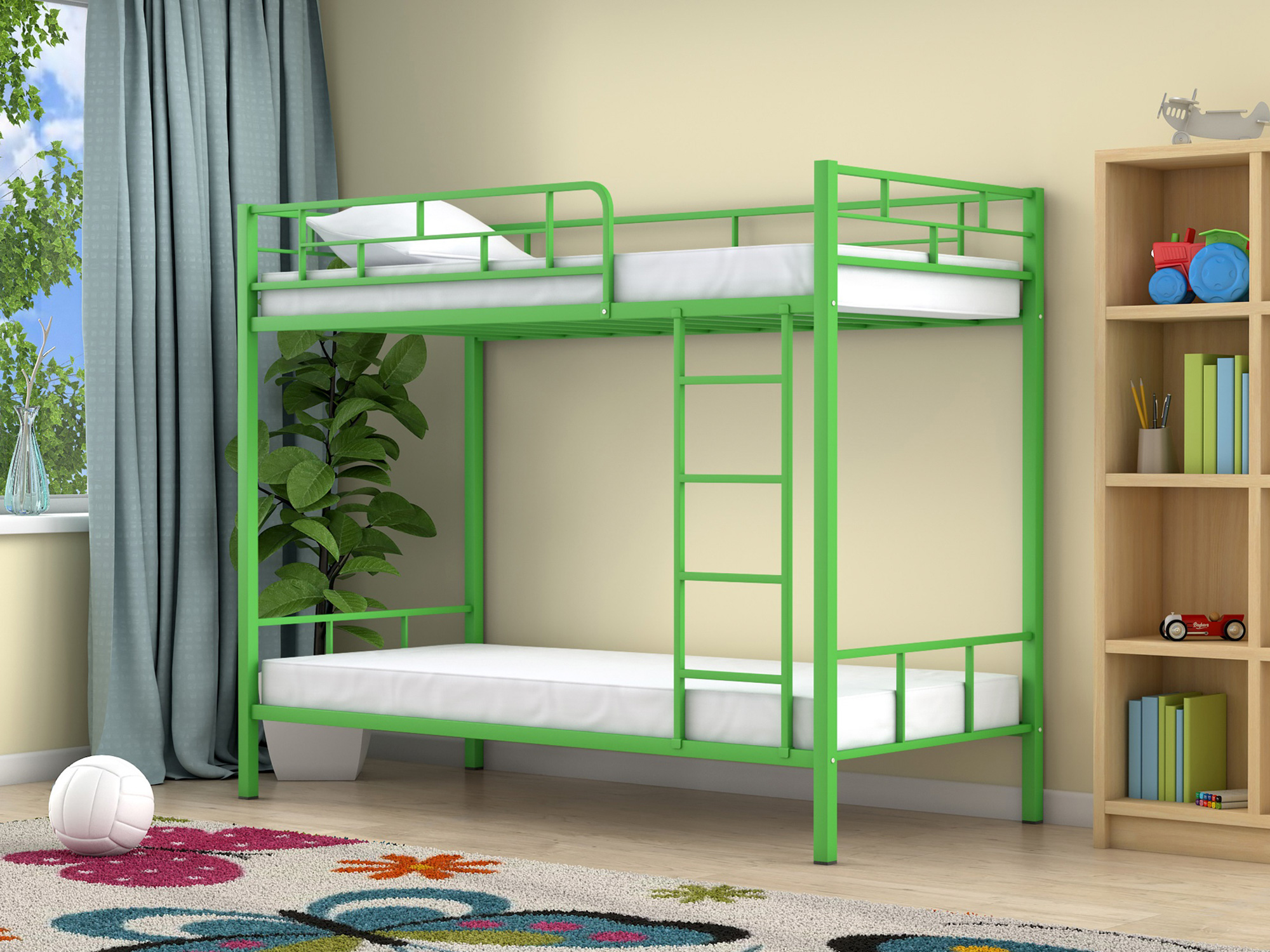 Двухъярусная кровать Ницца (90х190) Зеленый, Металл