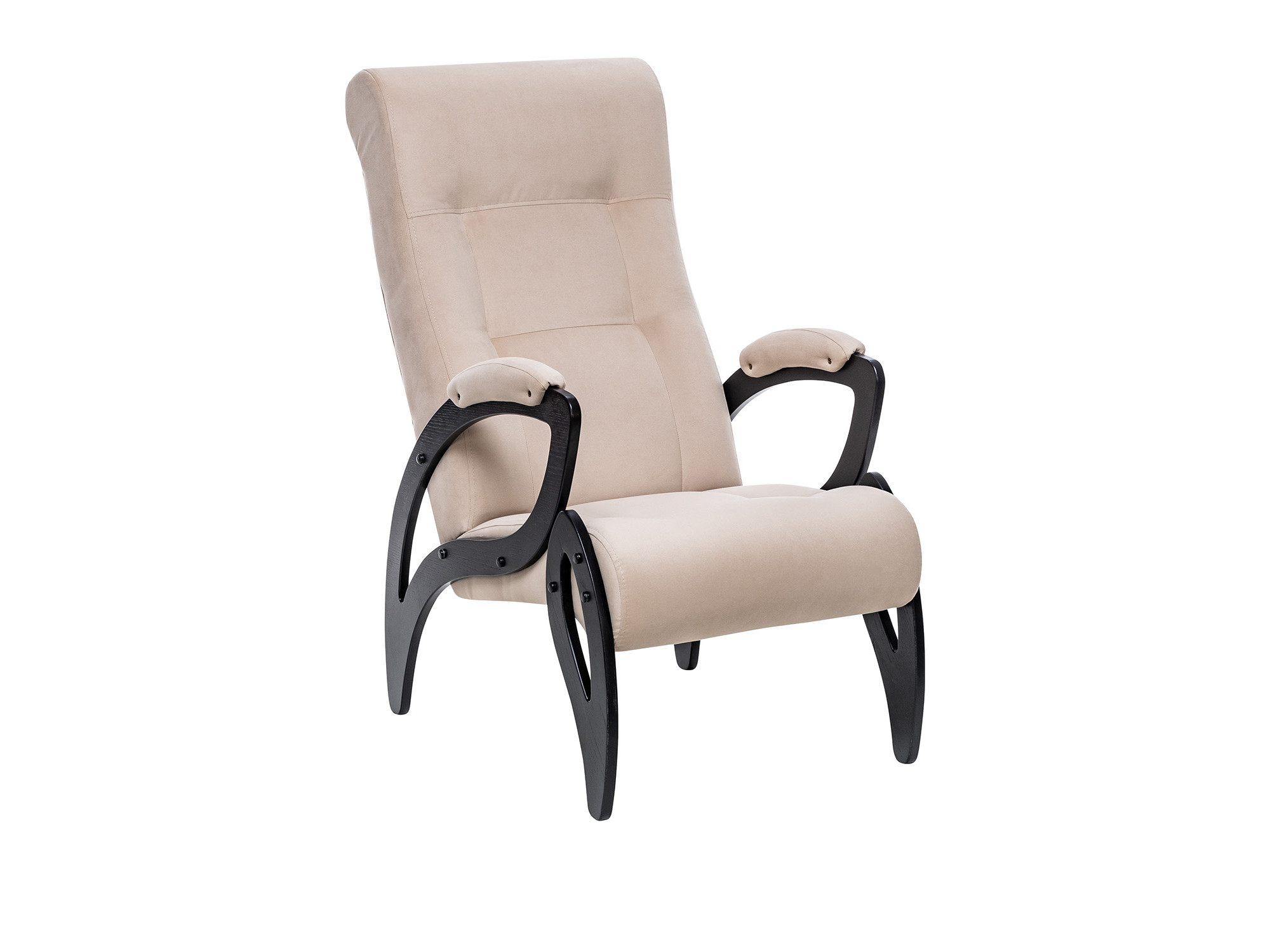Кресло для отдыха Модель 51 MebelVia V18 бежевый, Ткань Велюр, Шпон, Лак, Фанера кресло качалка модель 67 венге ткань v 18 mebelvia v18 бежевый ткань велюр фанера шпон лак
