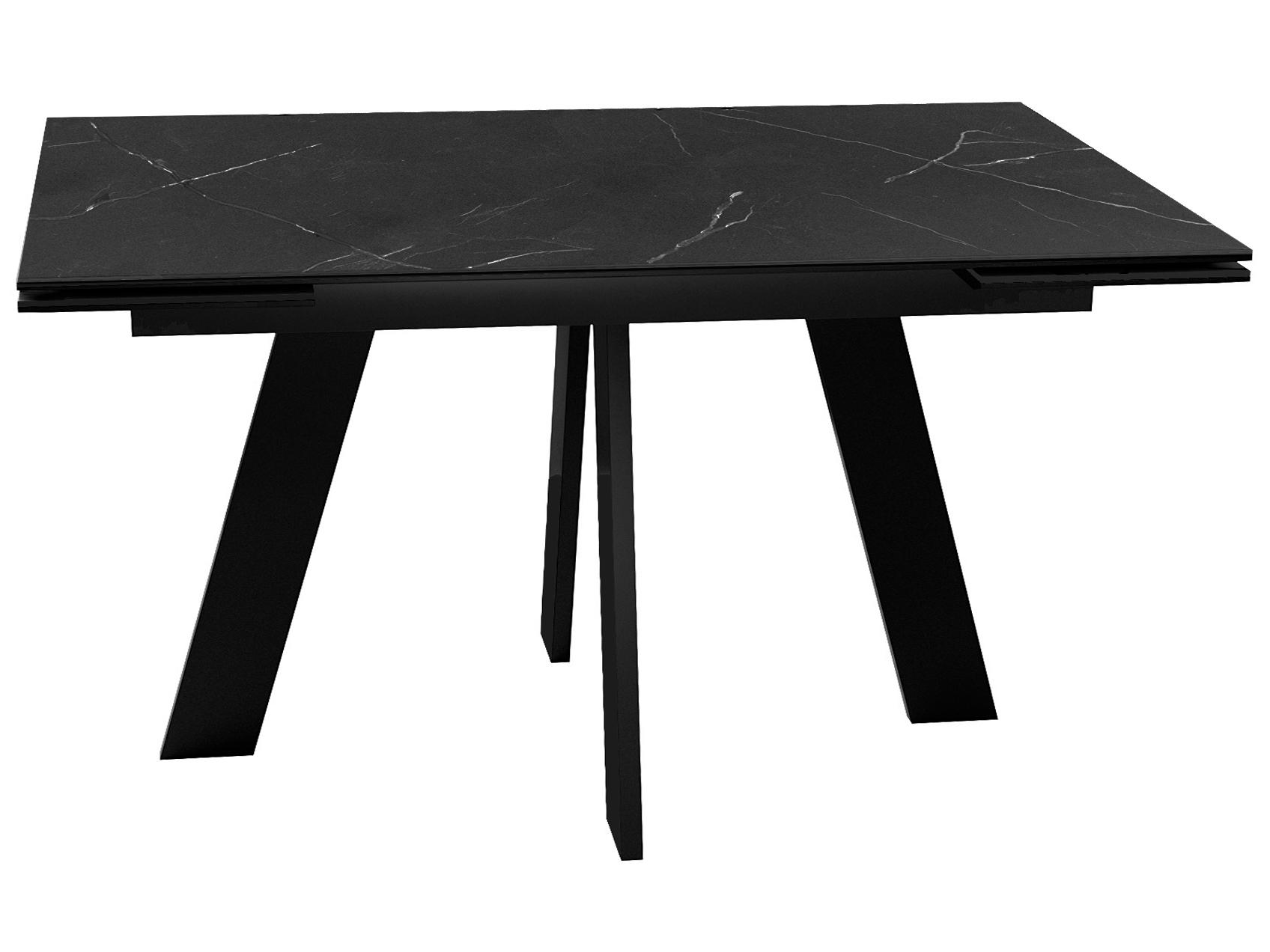 Стол DikLine SKM140 Керамика Черный мрамор/подстолье черное/опоры черные (2 уп.) Черный, Керамогранит стол dikline kx160 мрамор черный марквин опоры черные черный керамогранит