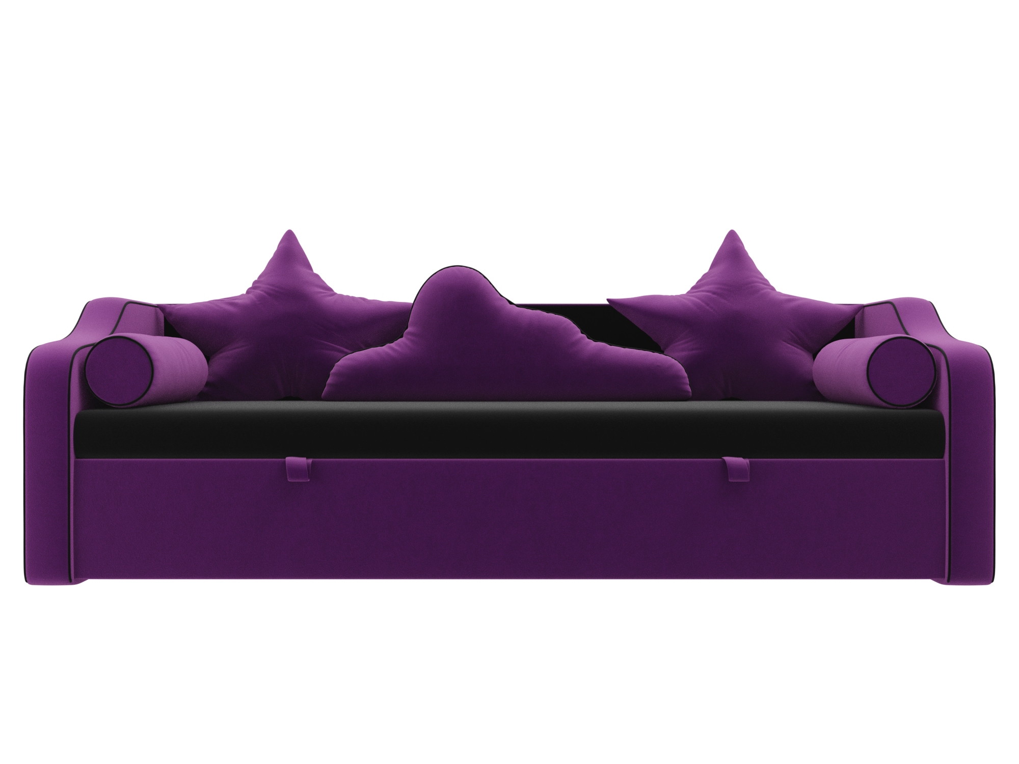 детский диван кровать рико mebelvia коричневый коралловый микровельвет лдсп Детский диван-кровать Рико MebelVia Черный, Фиолетовый, Микровельвет, ЛДСП