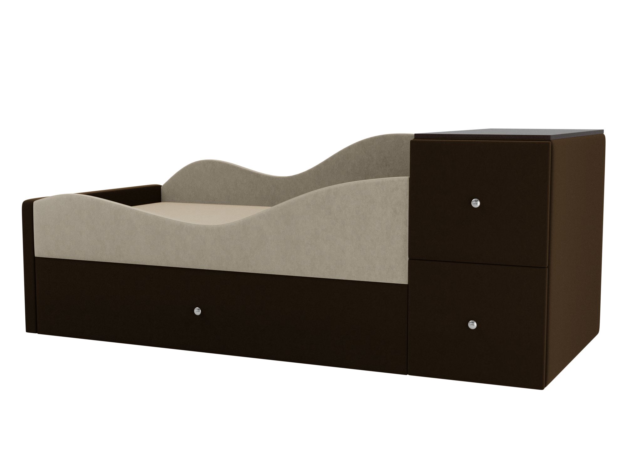 Детская кровать Дельта Левый угол Бежевый, Коричневый, ЛДСП детская кровать артмебель бриони микровельвет коричневый