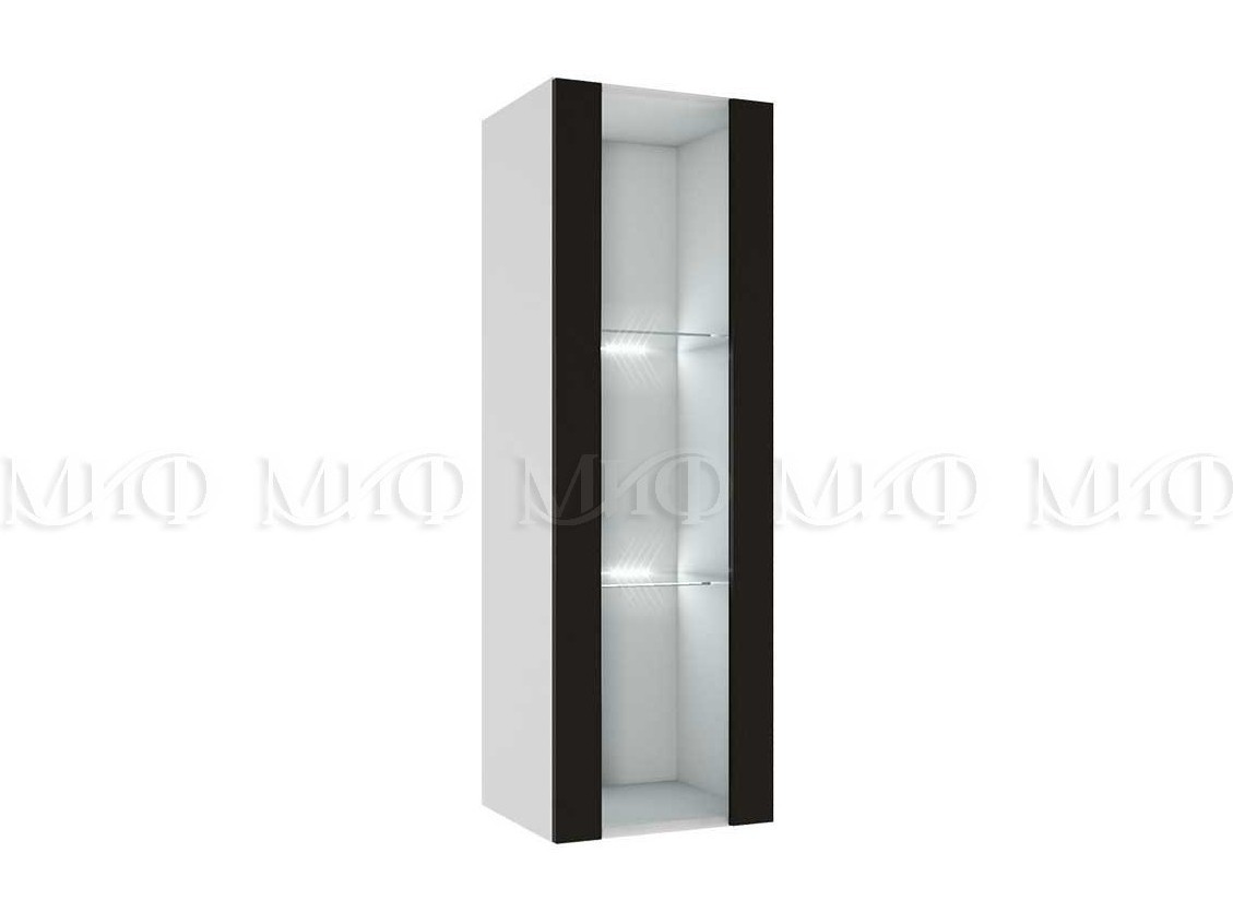 Флорис ШК-008 Шкаф-витрина однодверный, черный МДФ, ЛДСП цена и фото
