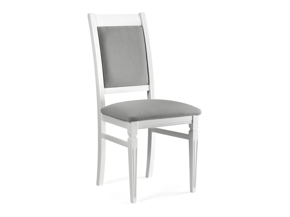 Арнол серый / белый Стул деревянный Белый, массив дерева давиано серый велюр белый стул деревянный белый массив бука