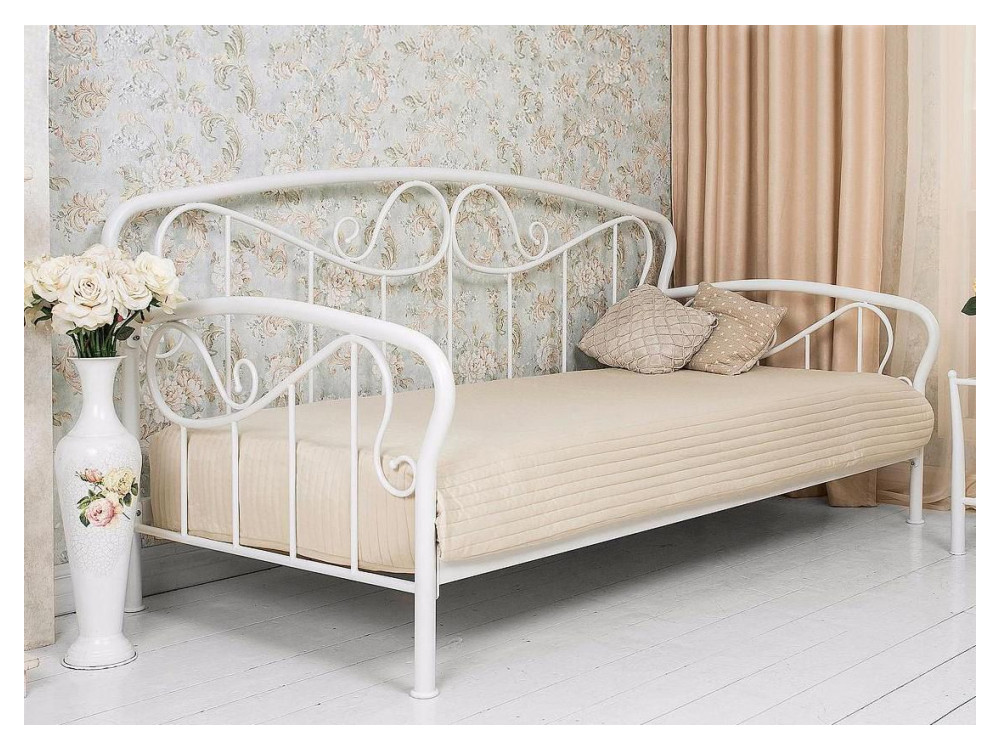 Sofa 90 см х 200 см Кровать Белый, Металл dalia 90 см х 200 см ivory кровать белый металл