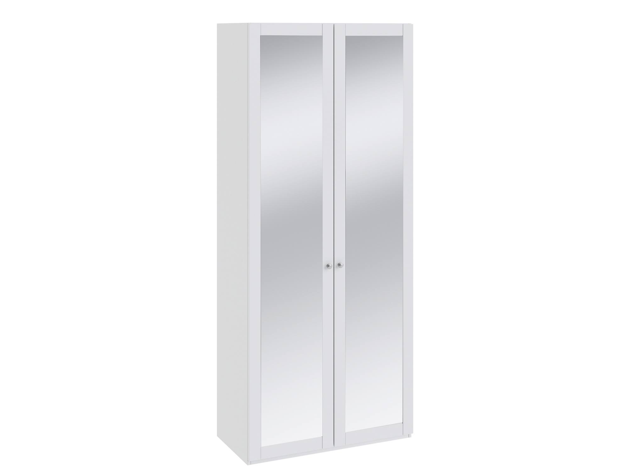 цена Шкаф для одежды с 2-мя зеркальными дверями Ривьера Белый, МДФ, Зеркало, ЛДСП, Кромка ABS