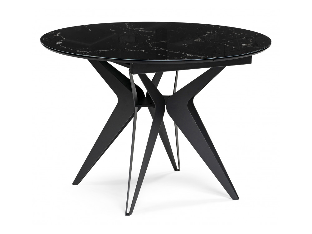 Рикла 110(150)х110х76 черный мрамор / черный Стол деревянный Черный, Металл эудес черный стол деревянный черный металл