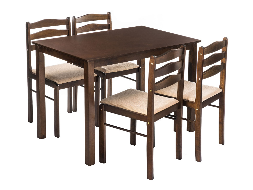 Starter (стол и 4 стула) oak / beige Обеденная группа Коричневый, Массив Гевеи starter стол и 4 стула oak beige обеденная группа коричневый массив гевеи