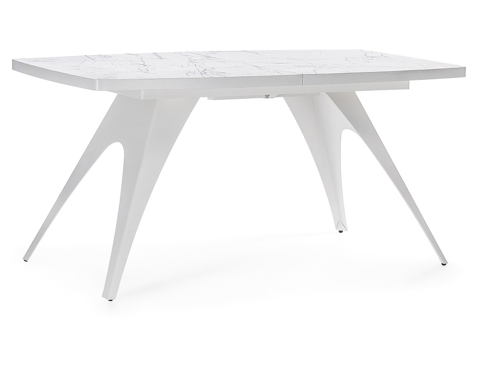 Лардж 160(200)х90х76 monte belo / белый Стол стеклянный Белый, Металл стол marmol мраморный бело серый 160 200