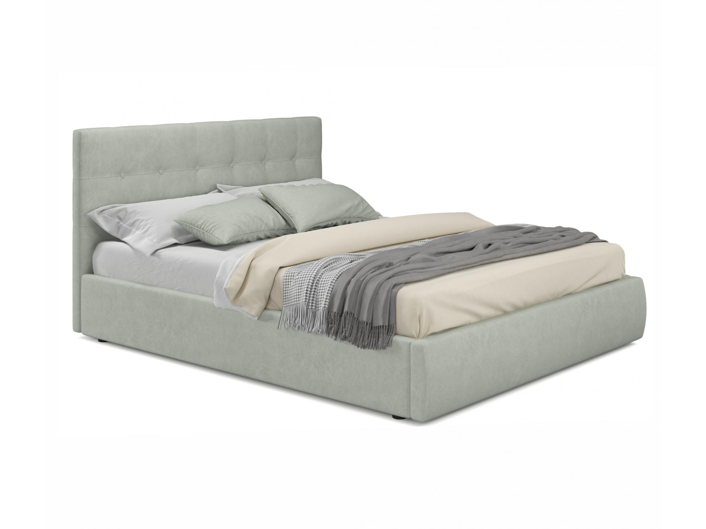 Мягкая кровать Selesta 1400 кожа серый с подъемным механизмом серый, Серый, Экокожа, ДСП