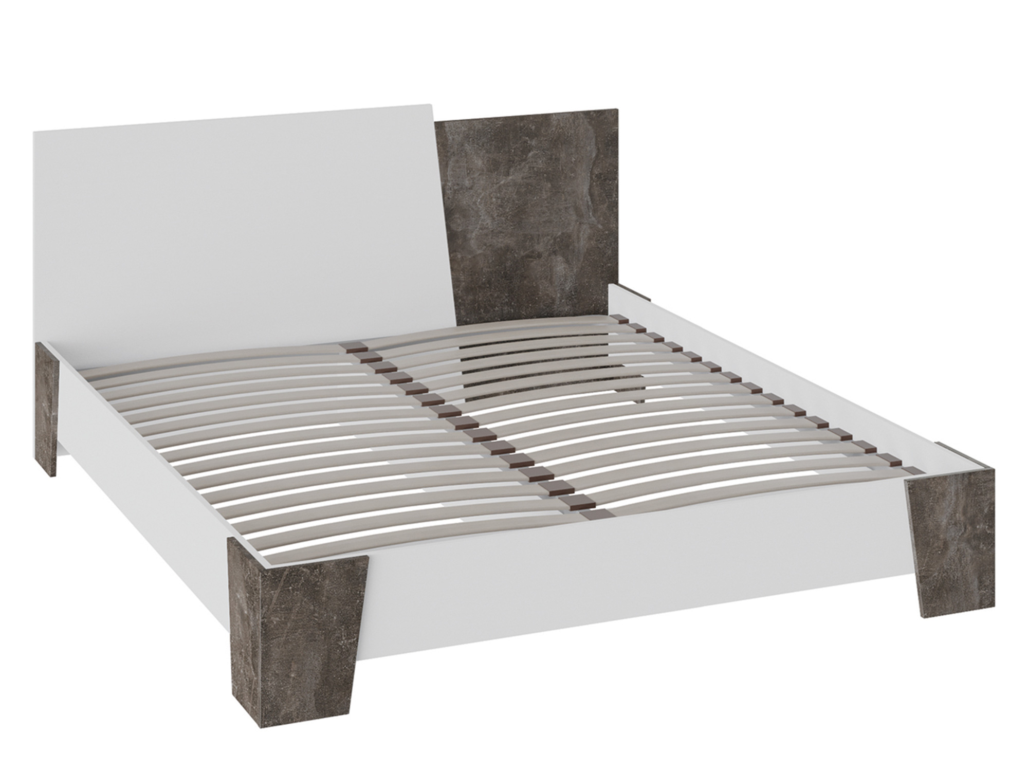 Кровать Клео (160х200) Белый ясень, Ателье темное, ЛДСП
