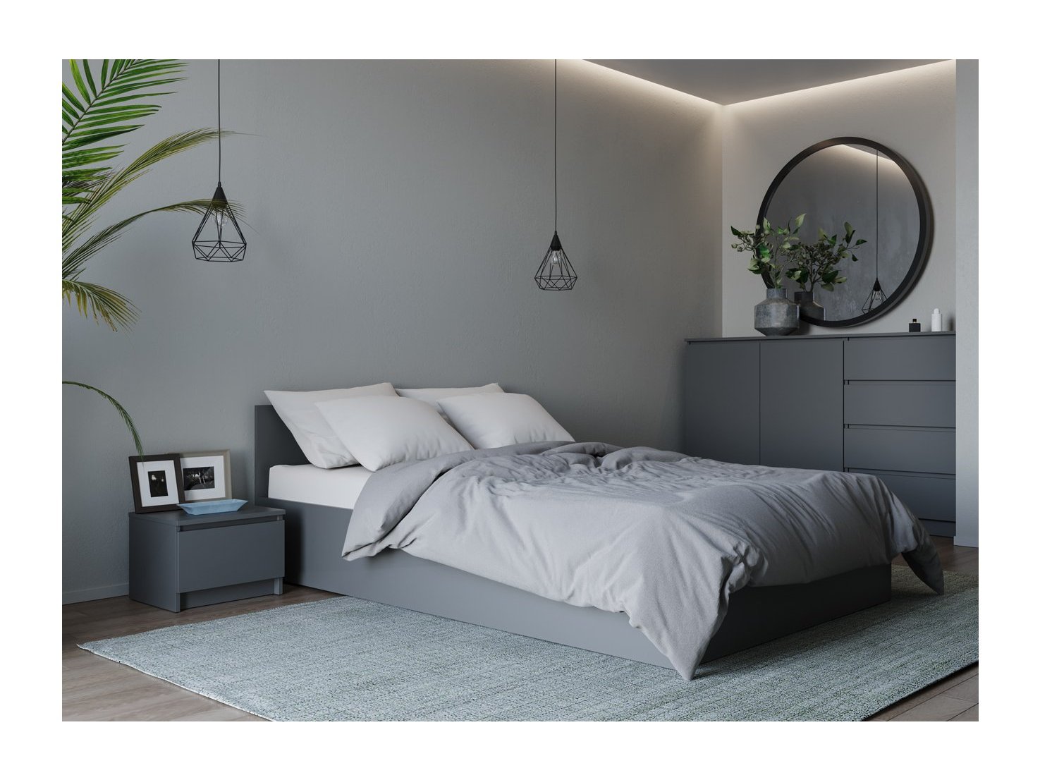 Модульная спальня Мори, композиция 6 (графит) Черный, ЛДСП
