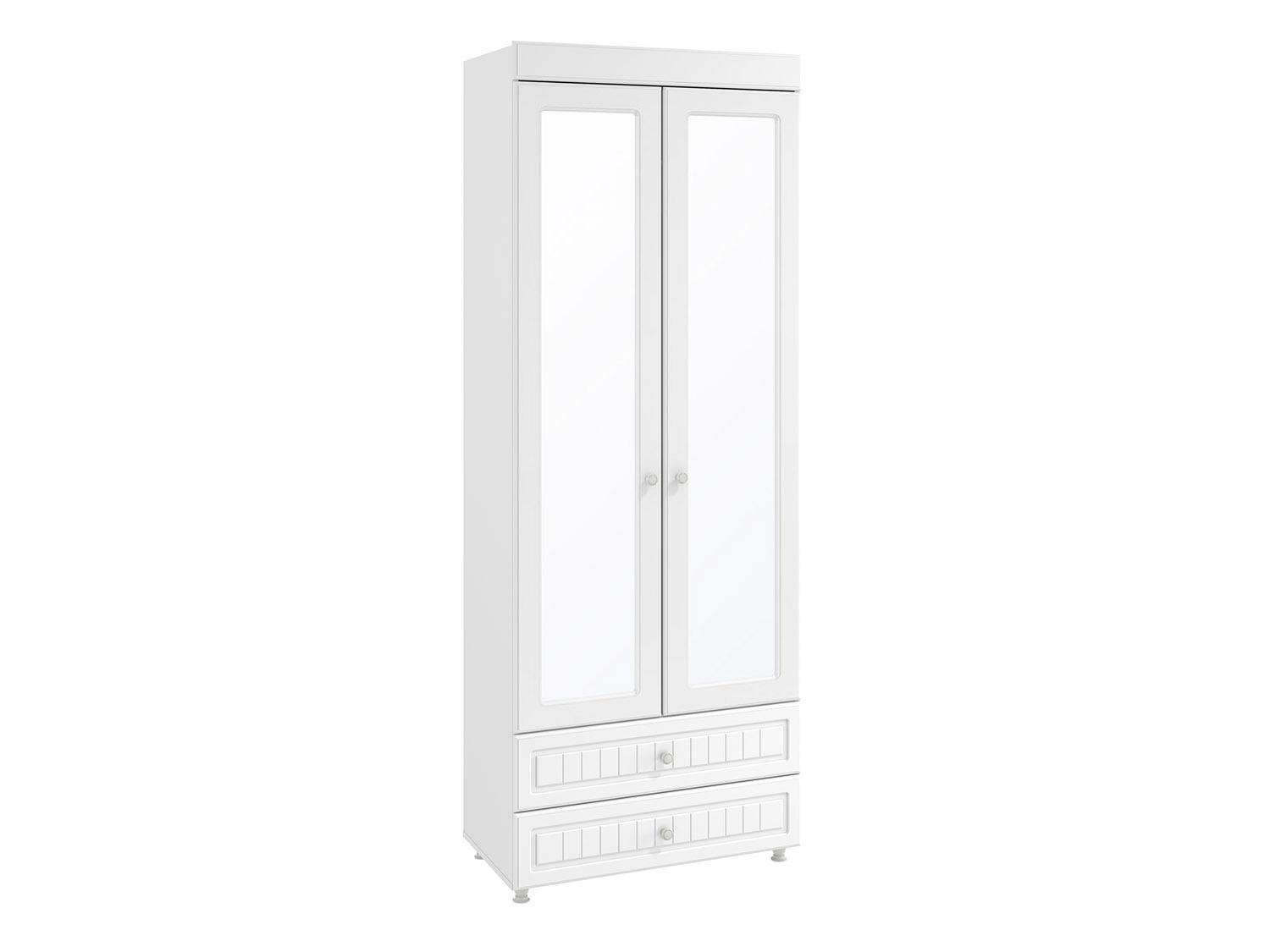 цена Шкаф 2-х дверный с зеркалами и ящиками (гл.410) Монако МН-45 белое дерево Белое дерево, Белый, МДФ, ЛДСП