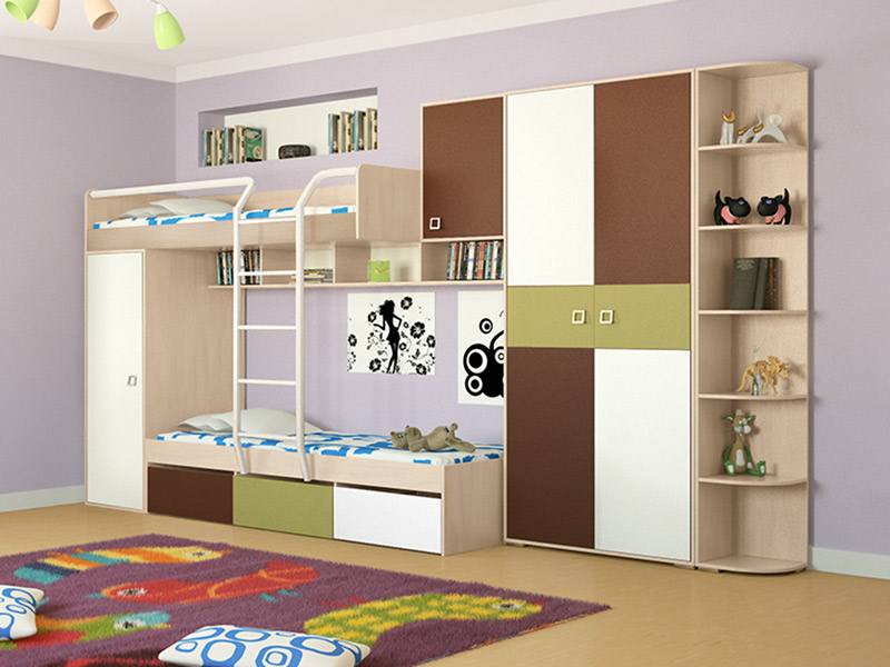 Набор мебели для детской Тетрис 1 Молочный, Оливковый, Белый, Зеленый, Бежевый, ЛДСП