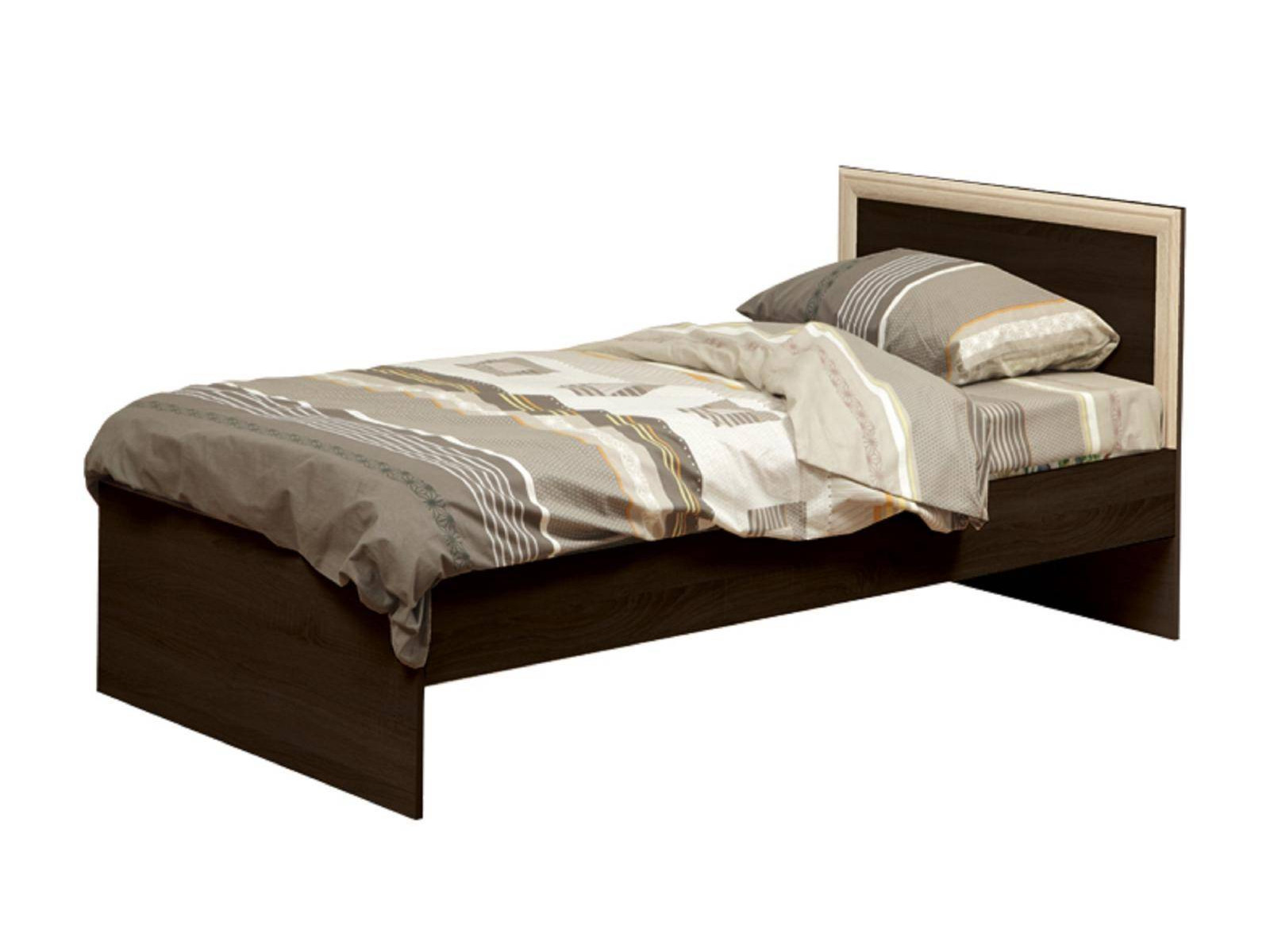 Кровать одинарная с настилом 21.55 (900 мм) венге/дуб Венге/Дуб линдберг, Коричневый темный, ЛДСП