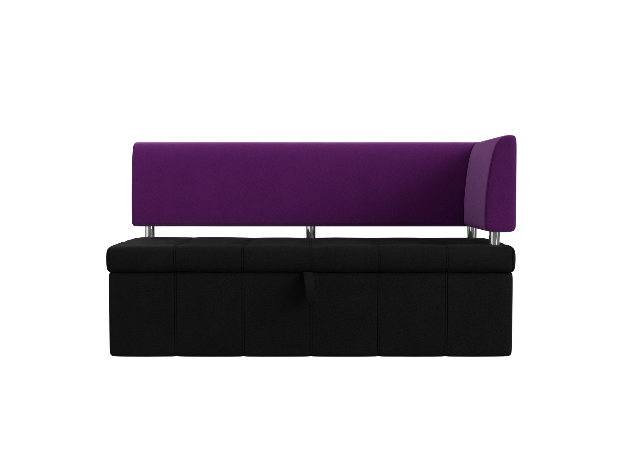 кухонный прямой диван артмебель стоун микровельвет черный фиолетовый Кухонный угловой диван Стоун Правый Черный, Фиолетовый, ЛДСП