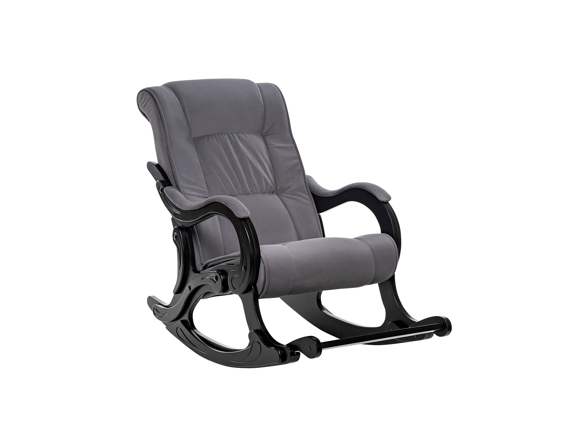 Кресло-качалка Модель 77 MebelVia V32 серый, Ткань Велюр, Фанера, шпон, лак