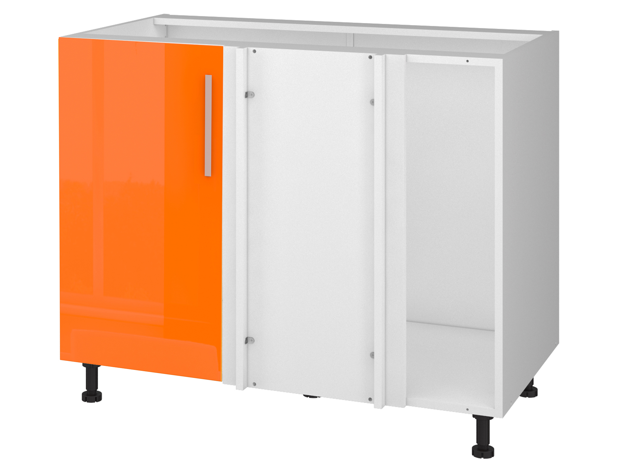 Шкаф напольный угловой Хелена 100/40 см Оранжевый, Белый, МДФ, Пленка ПВХ, ЛДСП шкаф напольный двухдверный хелена 80 см оранжевый белый мдф пленка пвх лдсп